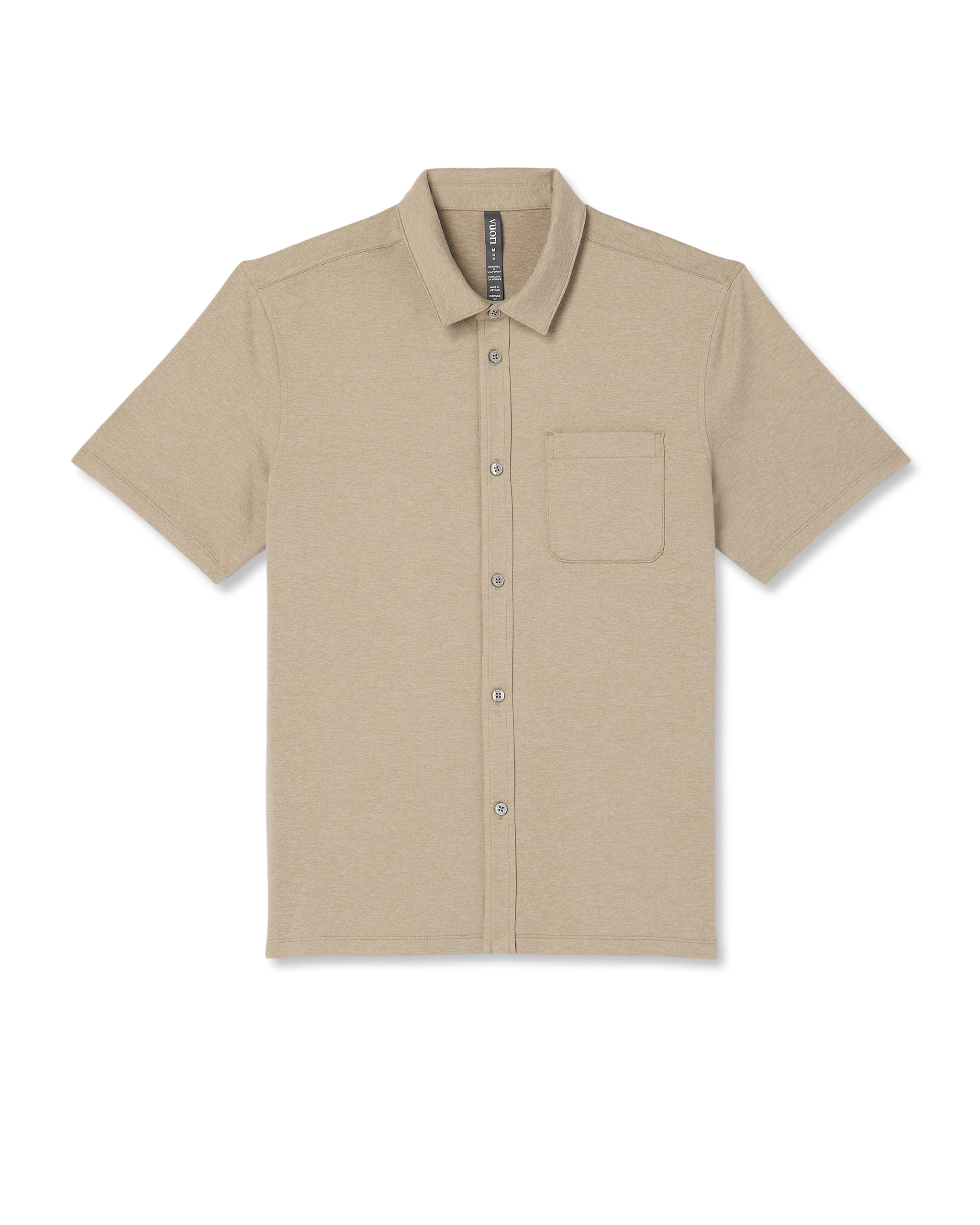 Short Sleeve Ponto Button Down Shirt | Truffle Heather - Image 6