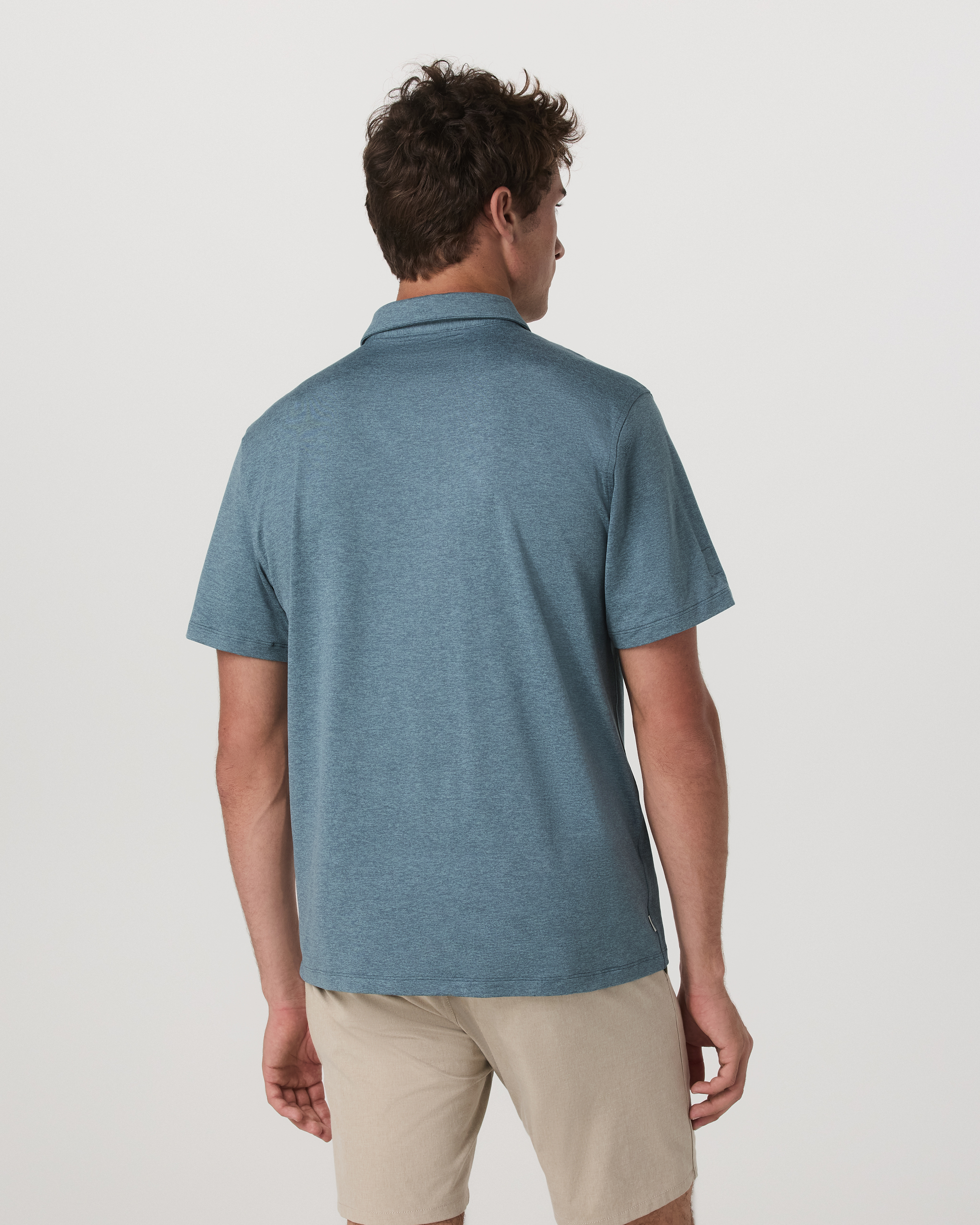 Short Sleeve Ponto Button Down Shirt | Abyss Heather - Image 3