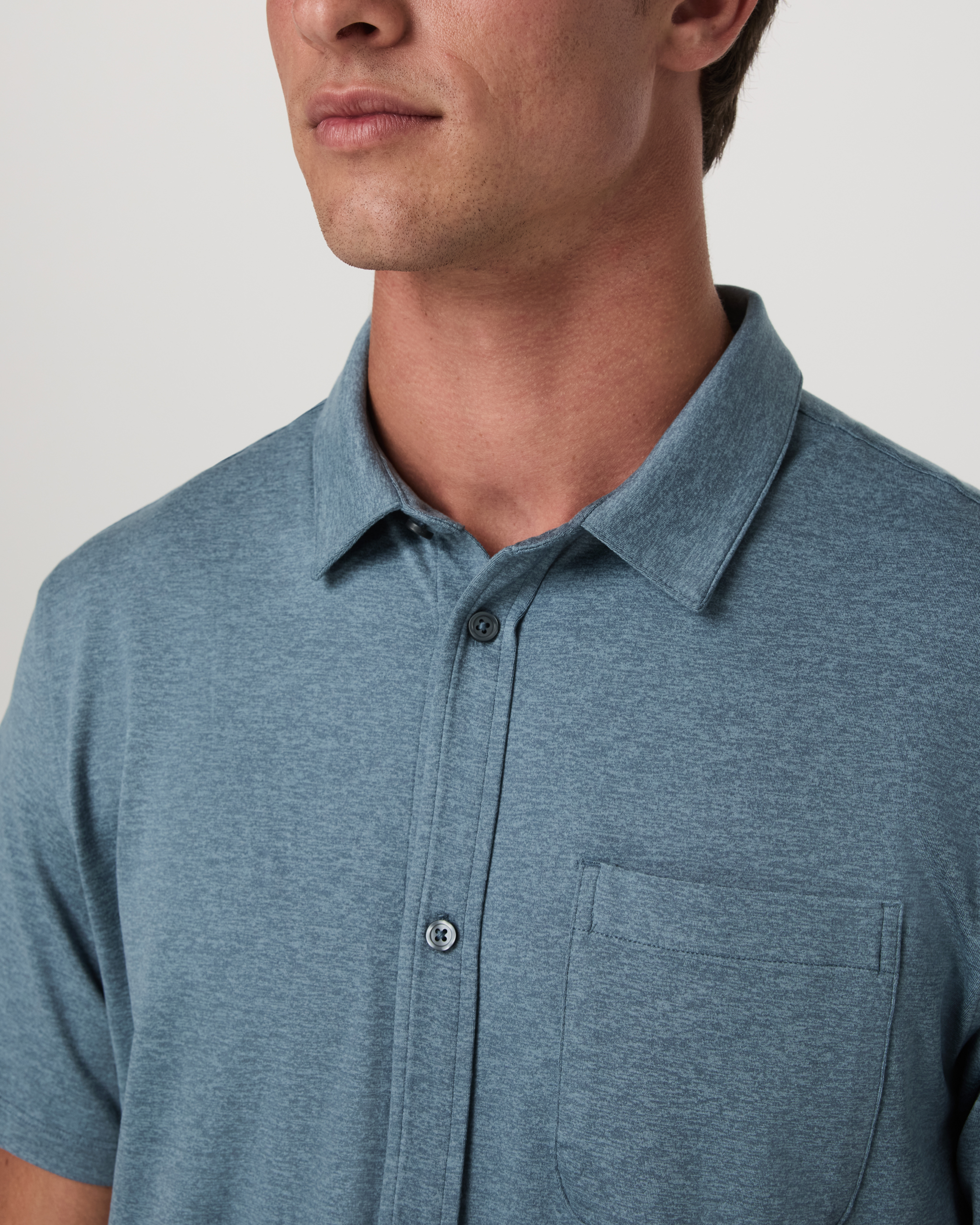 Short Sleeve Ponto Button Down Shirt | Abyss Heather - Image 2