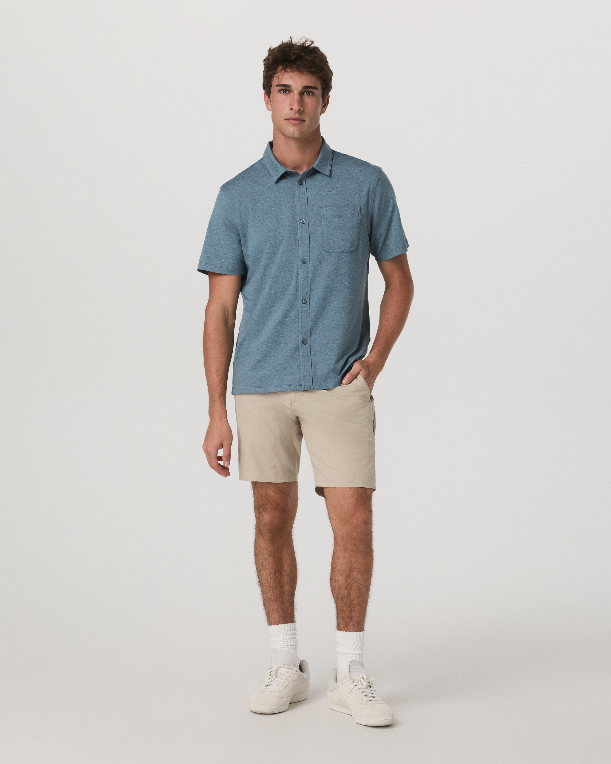 Short Sleeve Ponto Button Down Shirt | Abyss Heather - Image 4