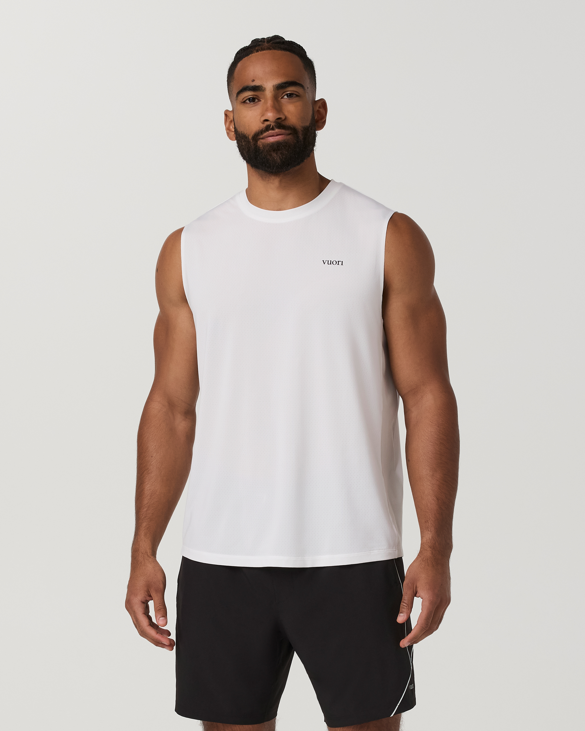 Sleeveless Viewpoint Muscle Tank 2.0 | White/Breeze