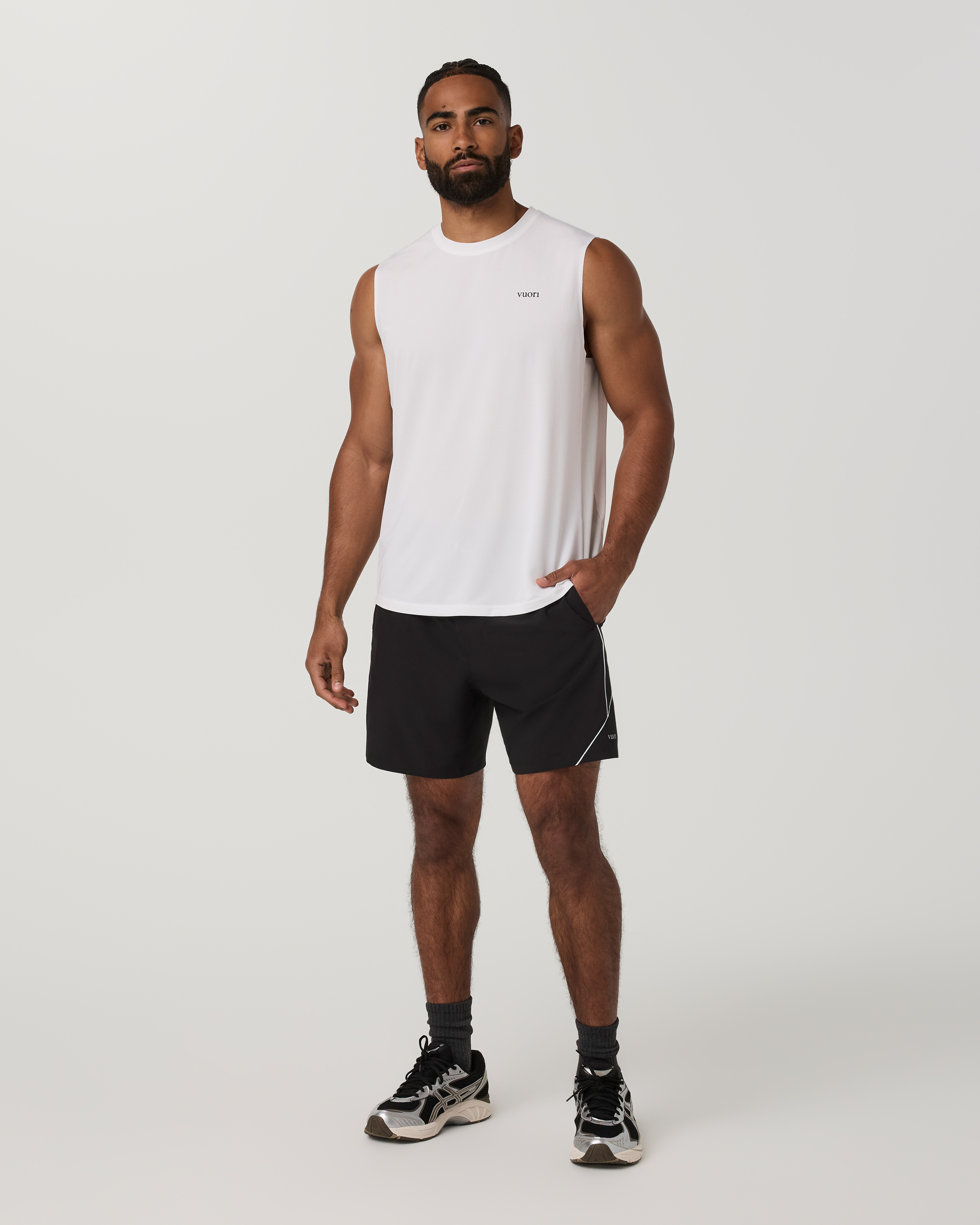 Sleeveless Viewpoint Muscle Tank 2.0 | White/Breeze - Image 4