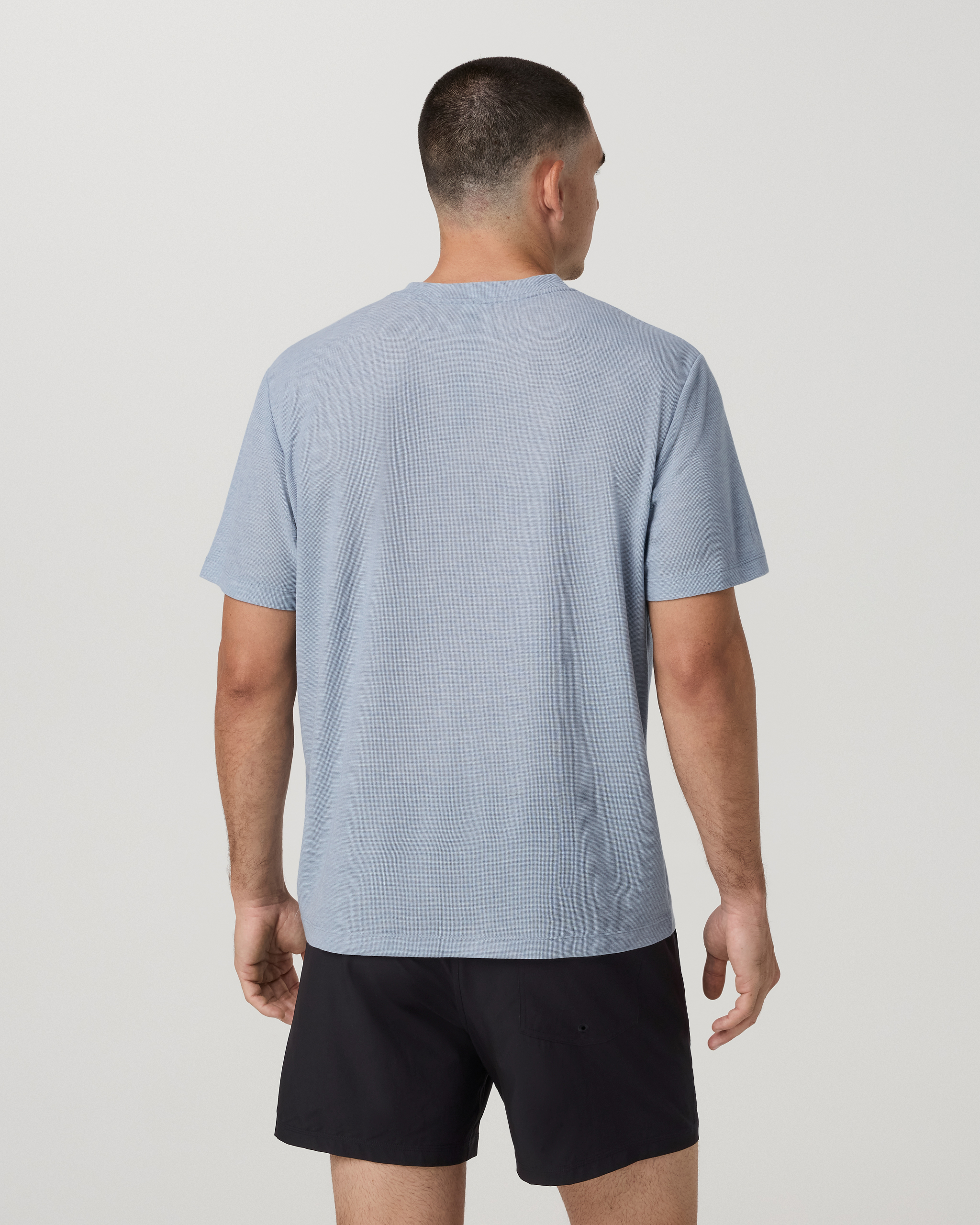 Short Sleeve Micro Waffle Tee - Relaxed Fit | Blue Dusk Heather - Image 4