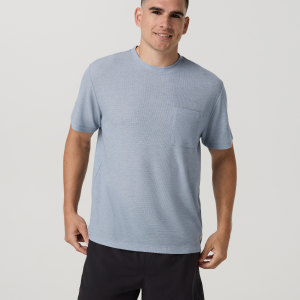 Short Sleeve Micro Waffle Tee - Relaxed Fit | Blue Dusk Heather