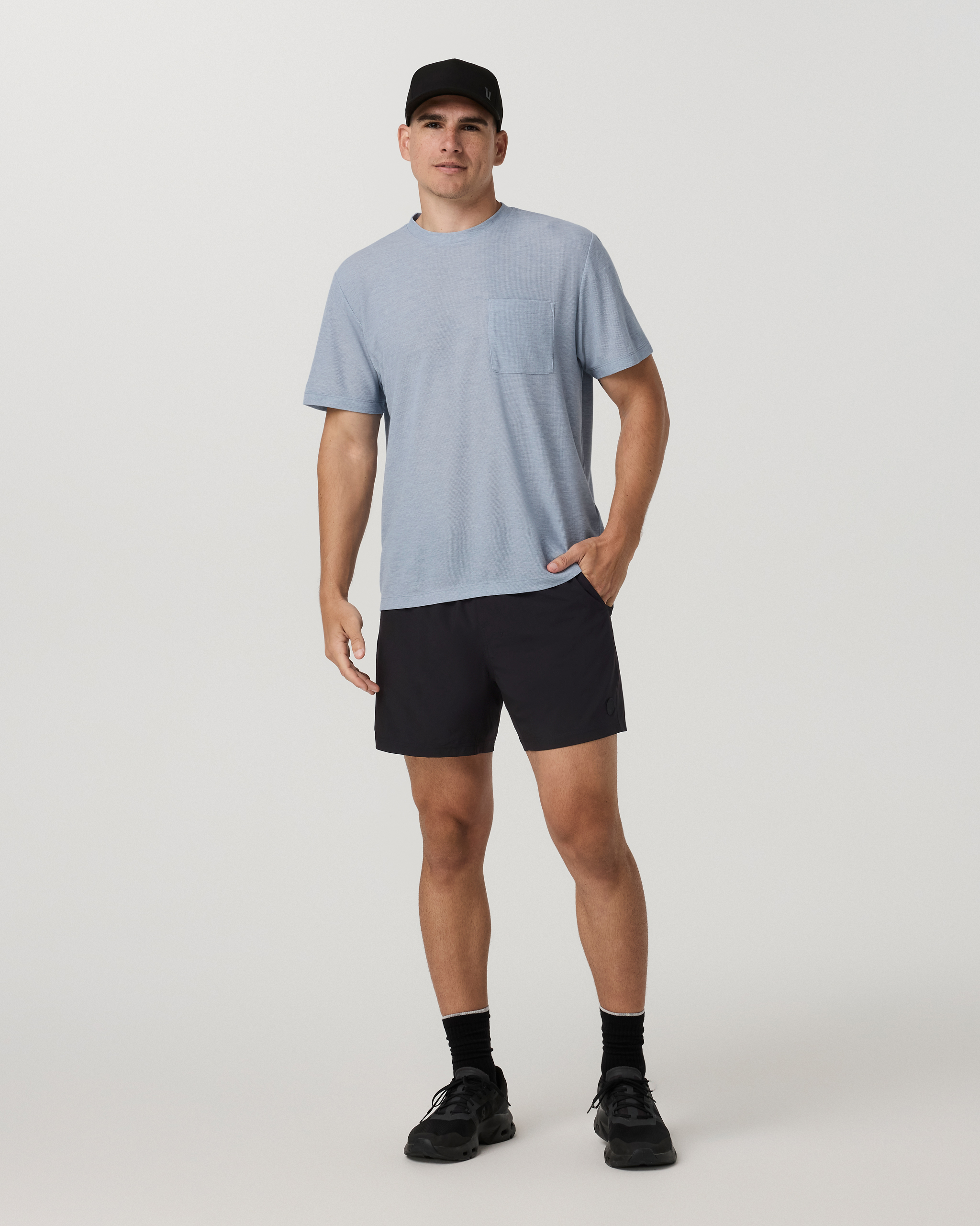 Short Sleeve Micro Waffle Tee - Relaxed Fit | Blue Dusk Heather - Image 5