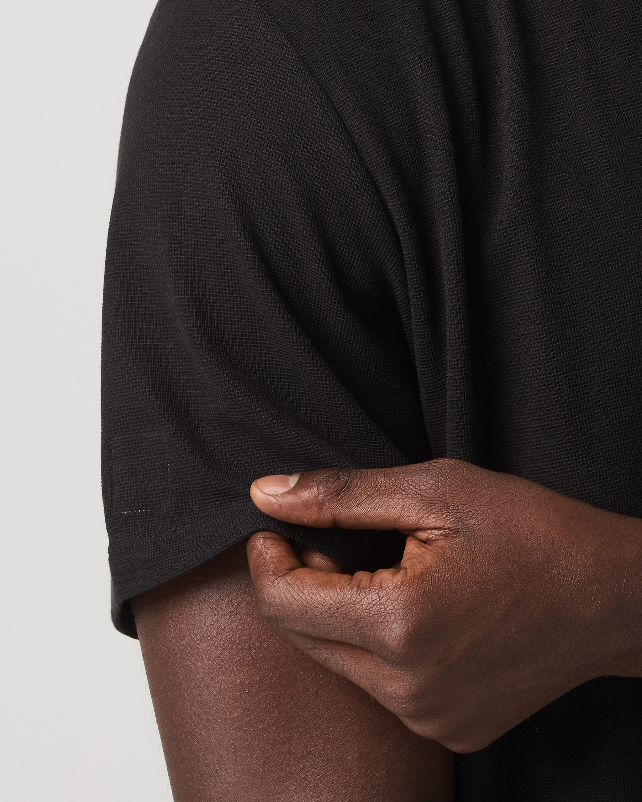 Short Sleeve Micro Waffle Tee - Relaxed Fit | Black - Image 2