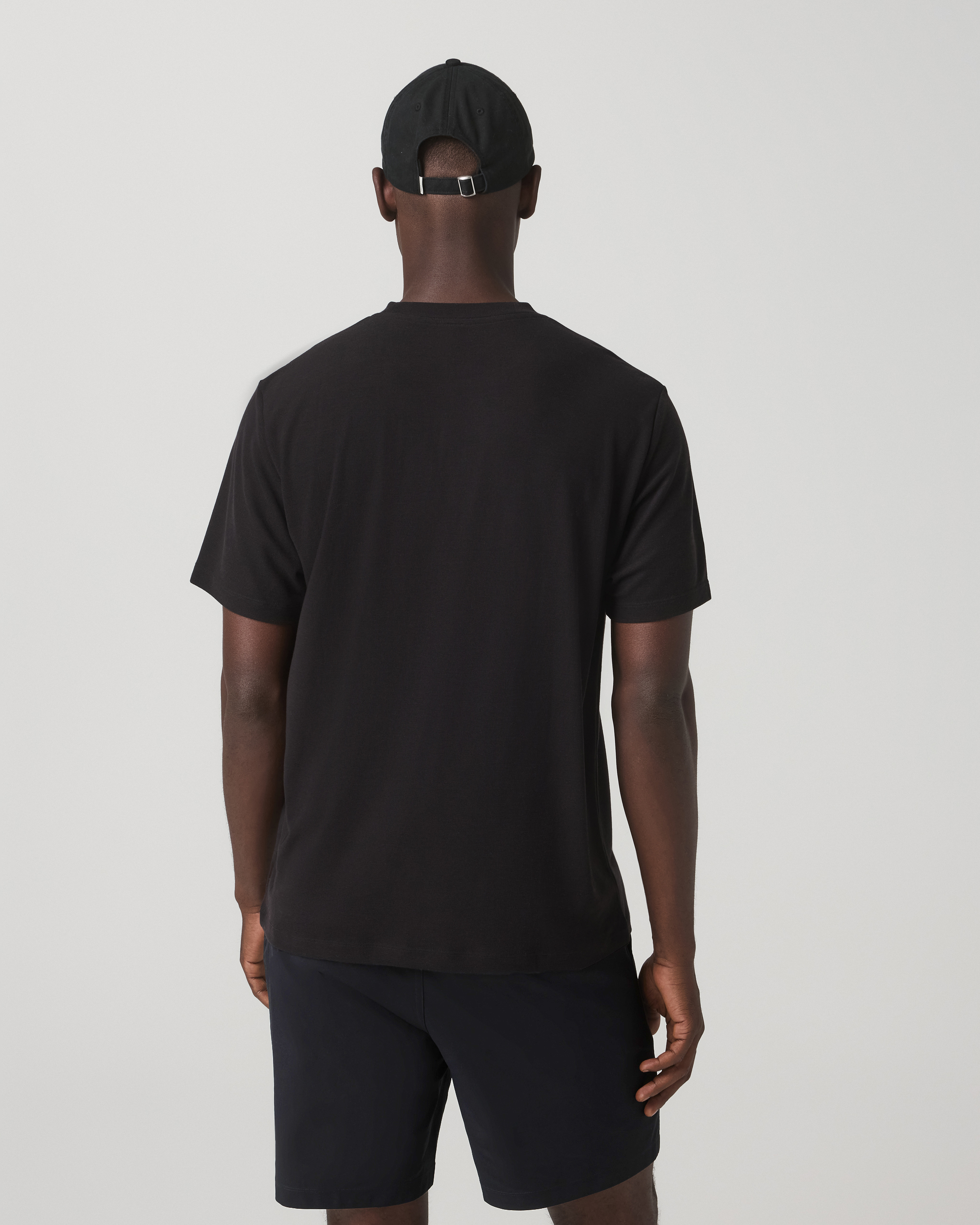 Short Sleeve Micro Waffle Tee - Relaxed Fit | Black - Image 4
