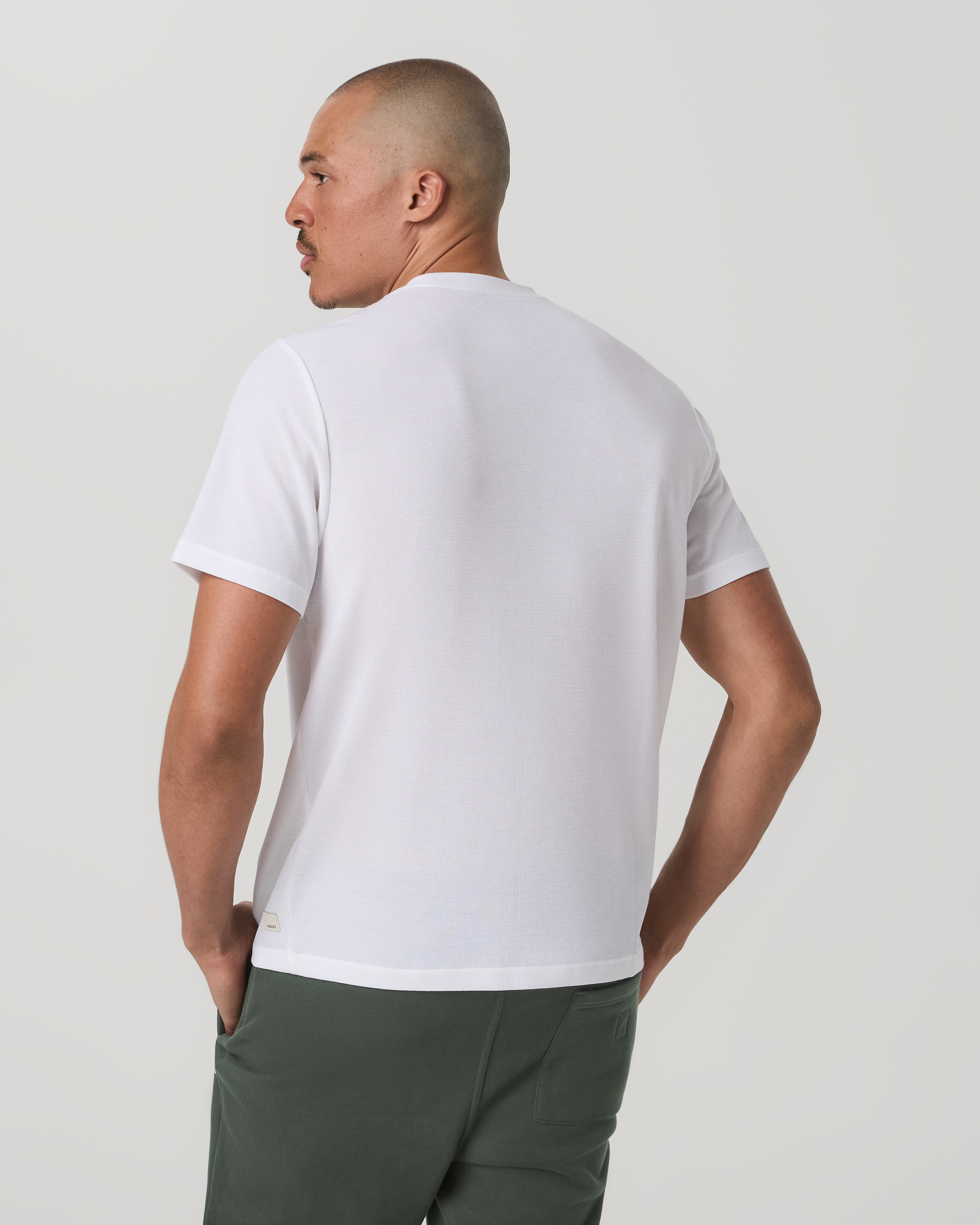 Short Sleeve Micro Waffle Tee - Relaxed Fit | White - Image 4