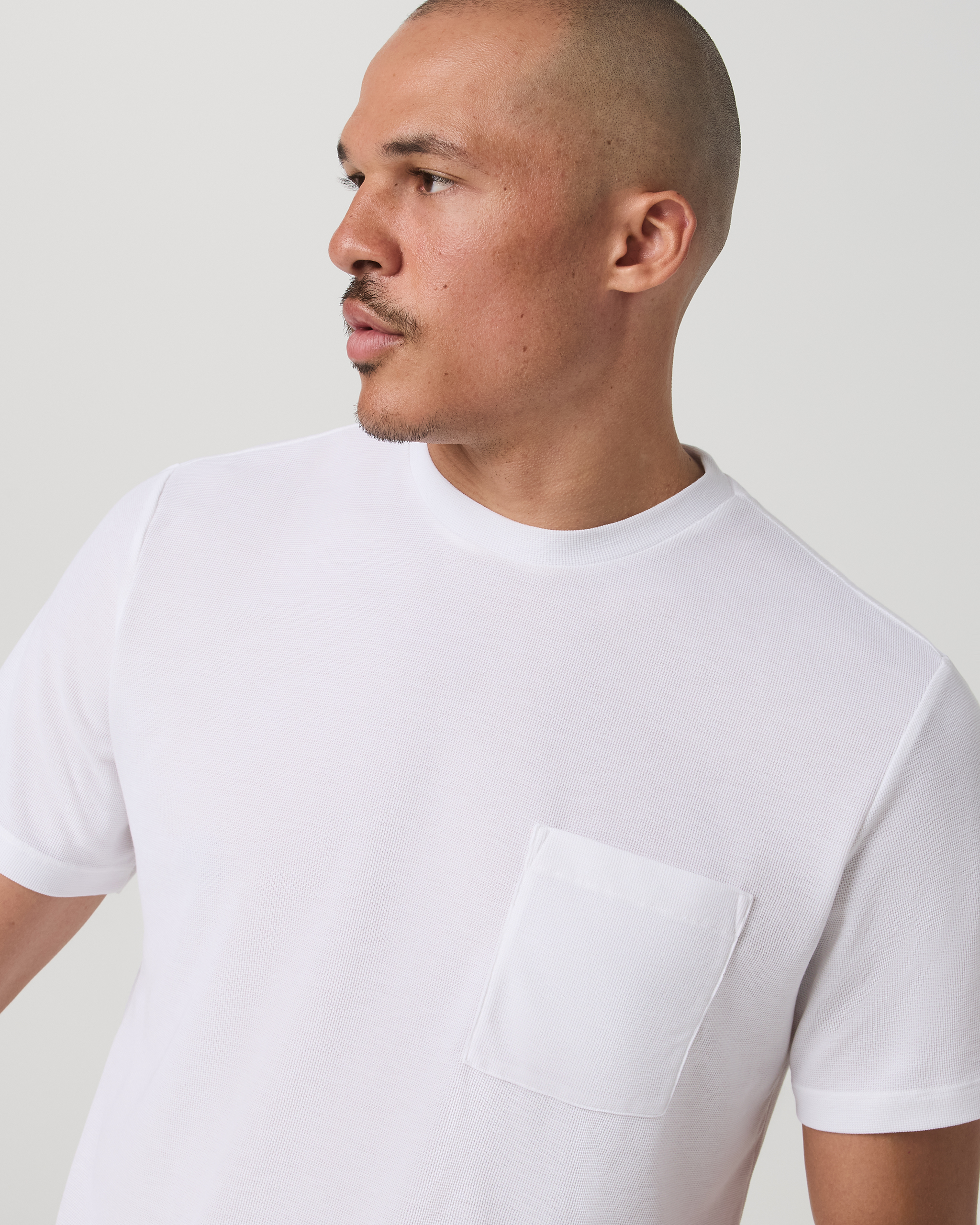 Short Sleeve Micro Waffle Tee - Relaxed Fit | White