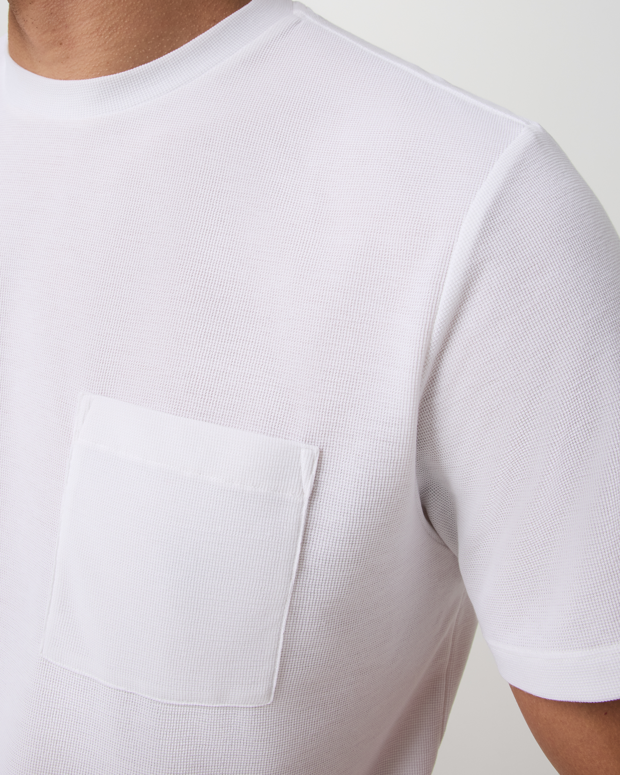 Short Sleeve Micro Waffle Tee - Relaxed Fit | White - Image 2
