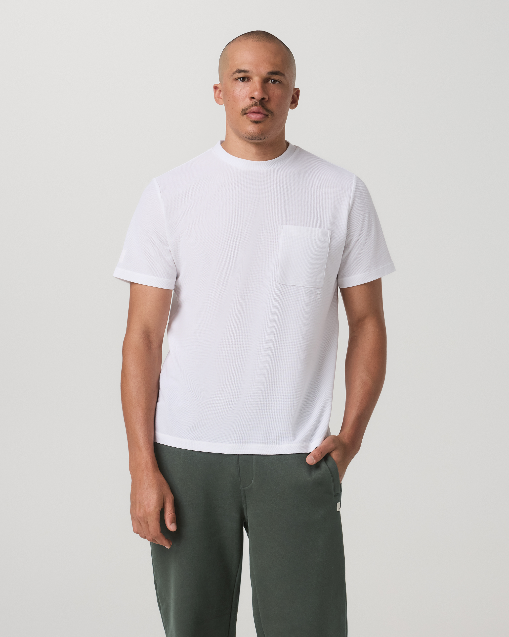 Short Sleeve Micro Waffle Tee - Relaxed Fit | White - Image 3