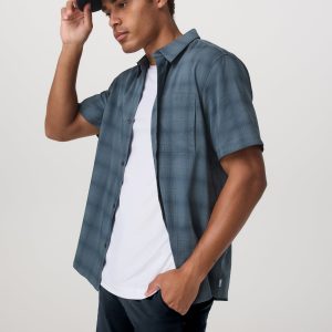 Short Sleeve Plaid Button Down Shirt | Abyss