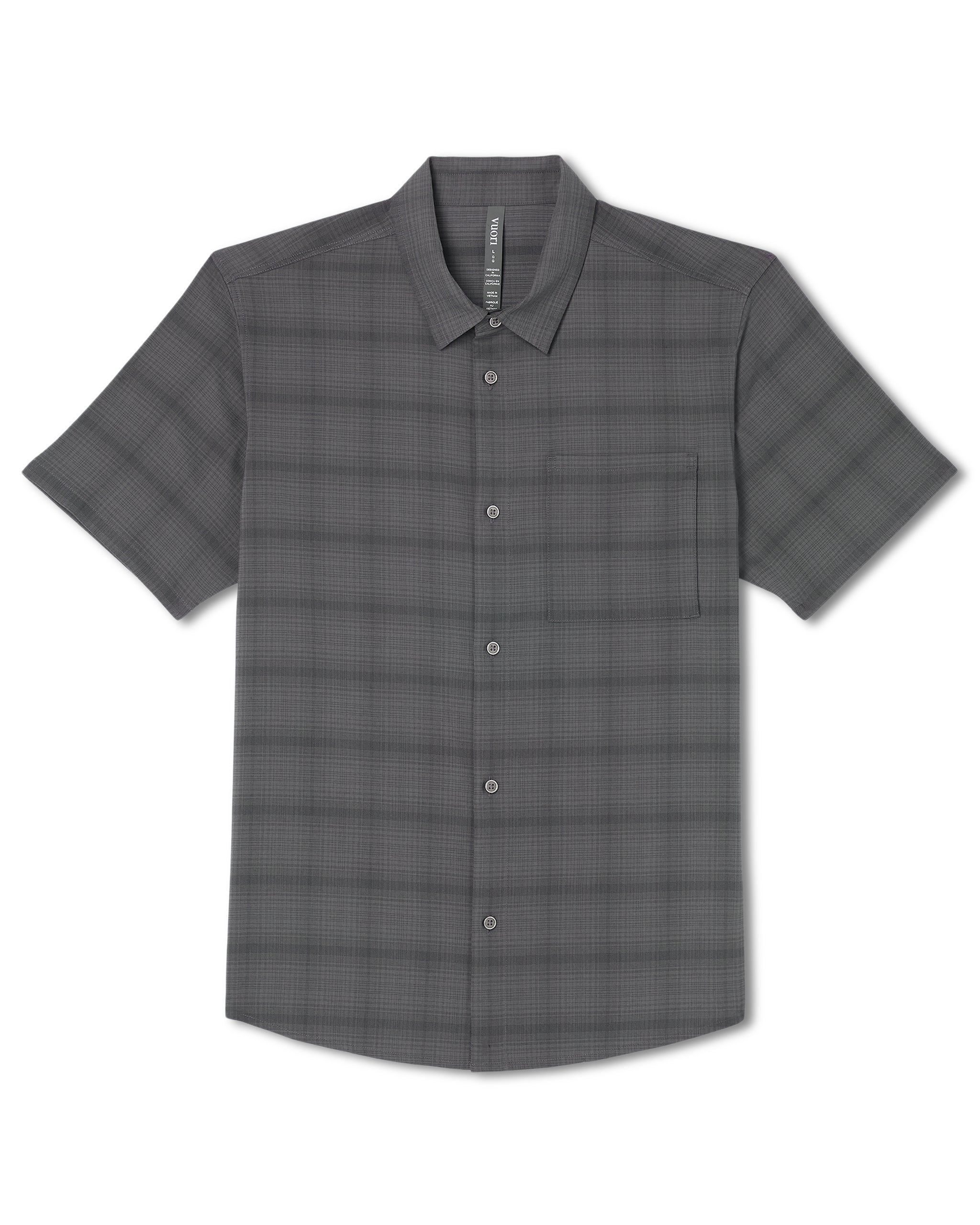 Short Sleeve Plaid Button Down Shirt | Dark Pewter - Image 5