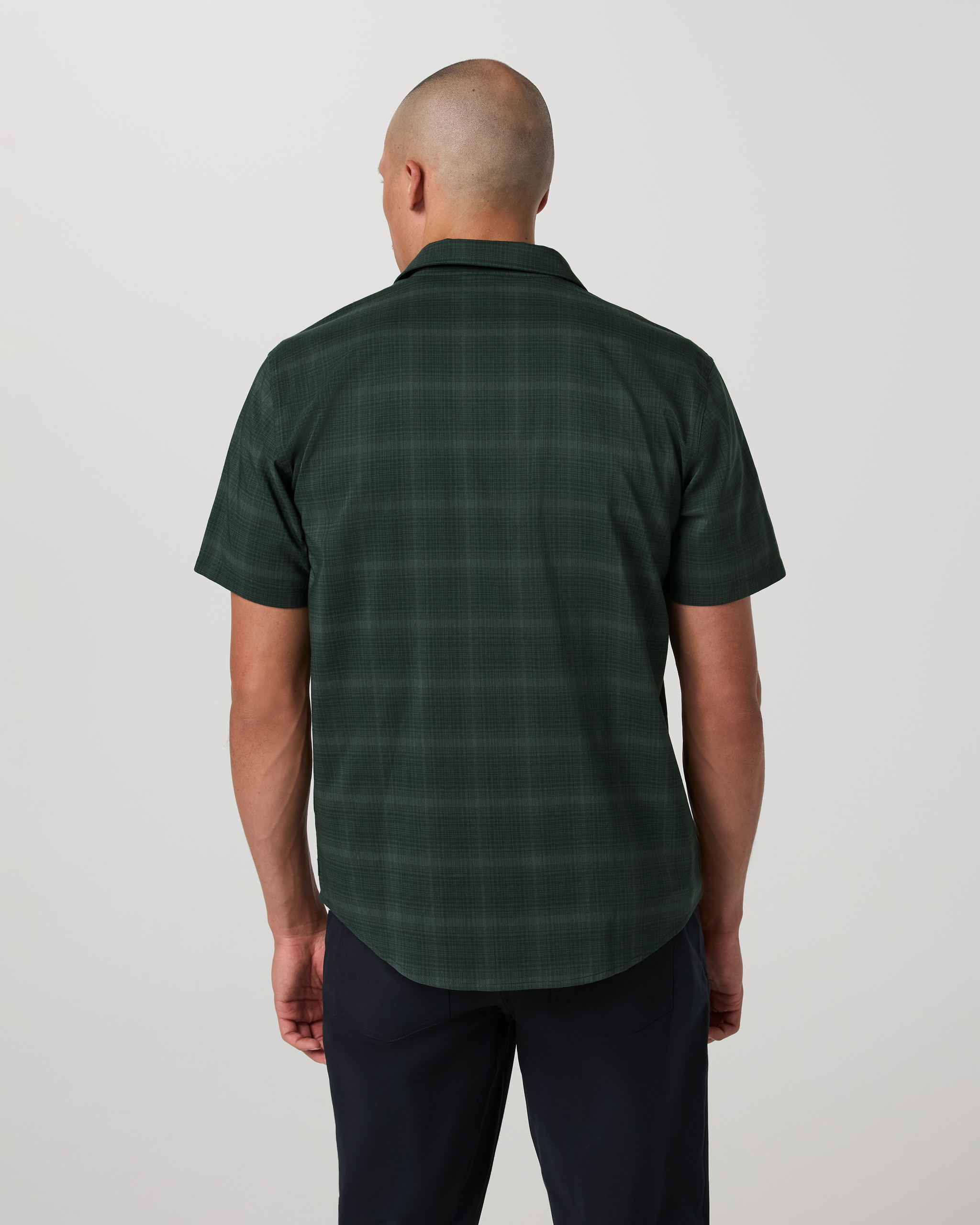 Short Sleeve Plaid Button Down Shirt | Evergreen - Image 3