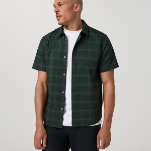 Short Sleeve Plaid Button Down Shirt | Evergreen