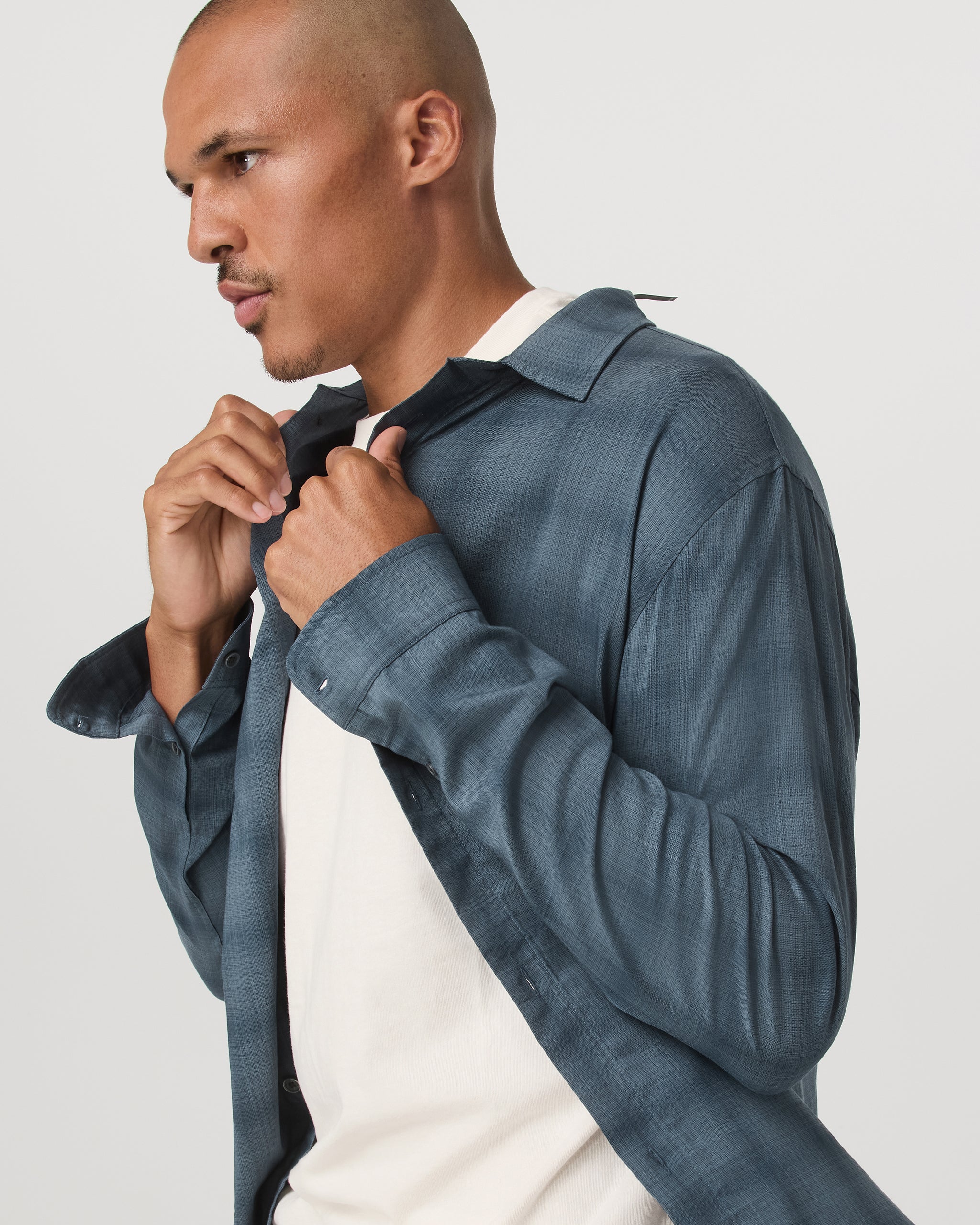 Long Sleeve Plaid Button Down Shirt | Abyss - Image 2