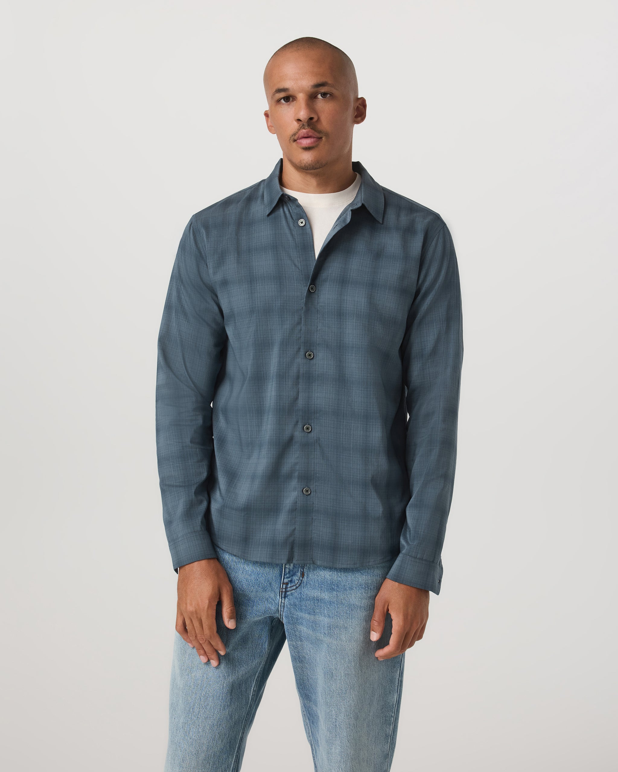 Long Sleeve Plaid Button Down Shirt | Abyss - Image 3
