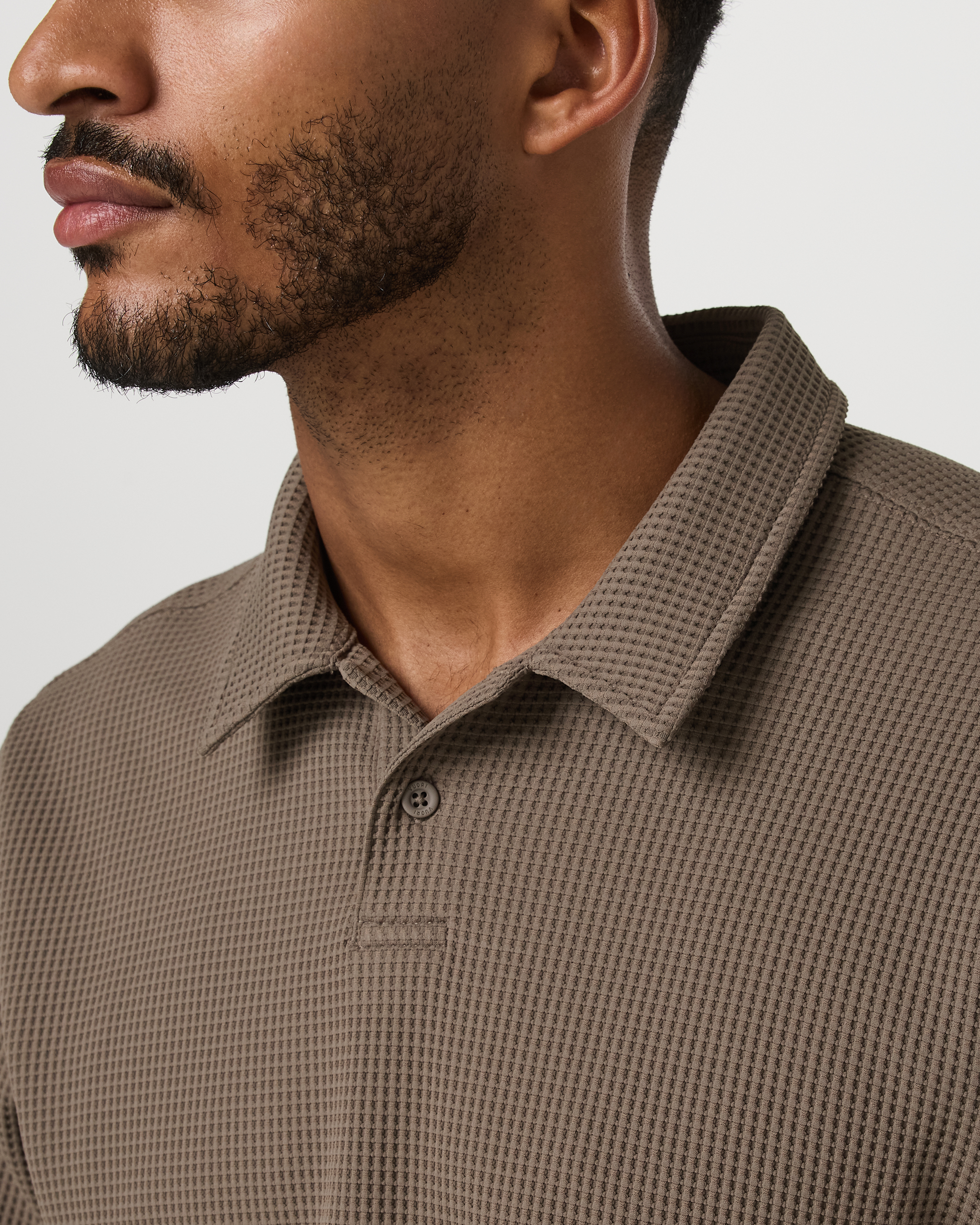 Short Sleeve Lightweight Tech Waffle Polo - Relaxed Fit | Bark - Image 2