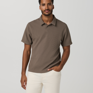 Short Sleeve Lightweight Tech Waffle Polo - Relaxed Fit | Bark