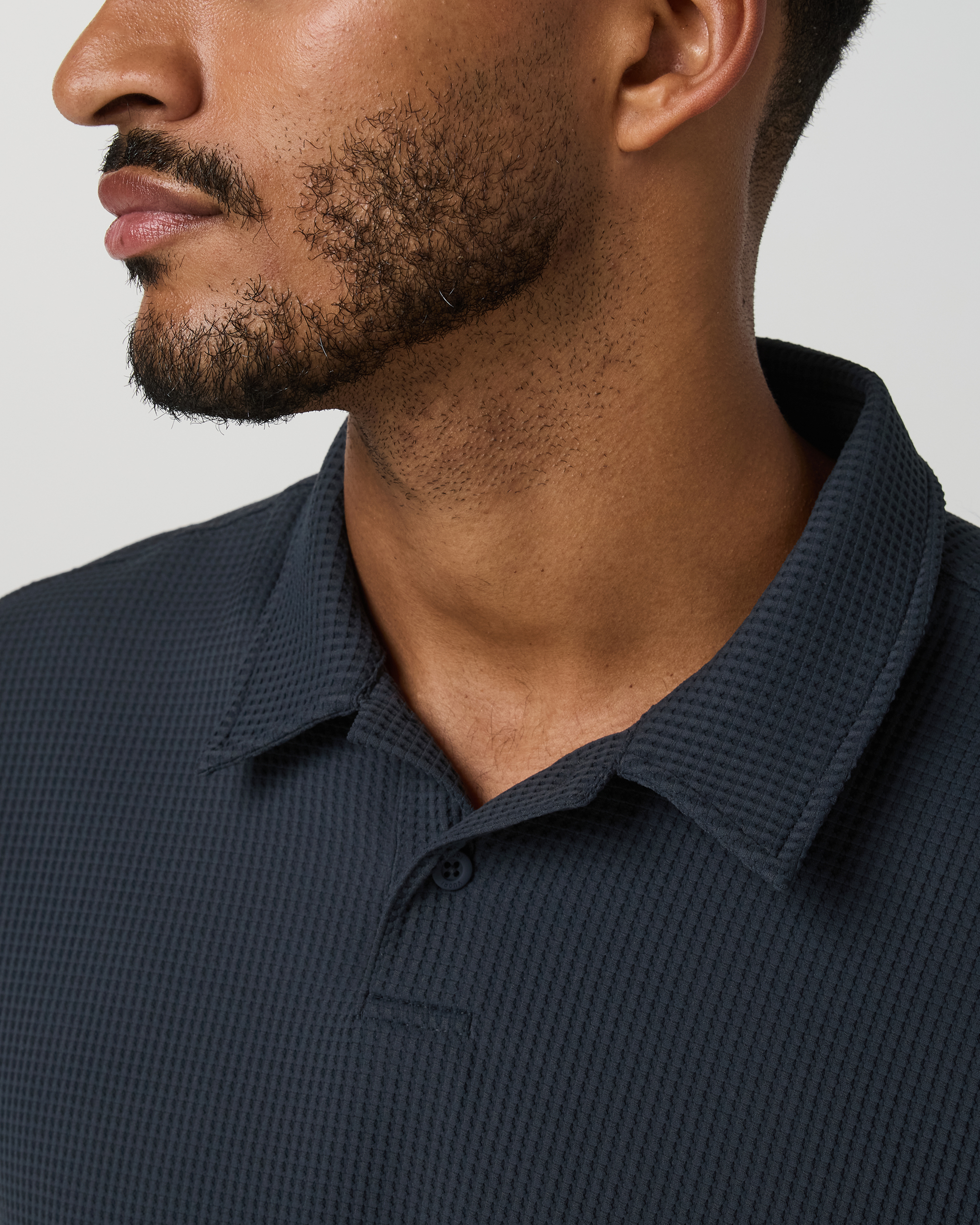 Short Sleeve Lightweight Tech Waffle Polo - Relaxed Fit | Navy - Image 2