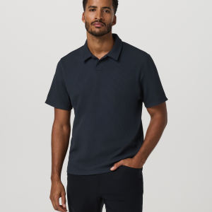 Short Sleeve Lightweight Tech Waffle Polo - Relaxed Fit | Navy
