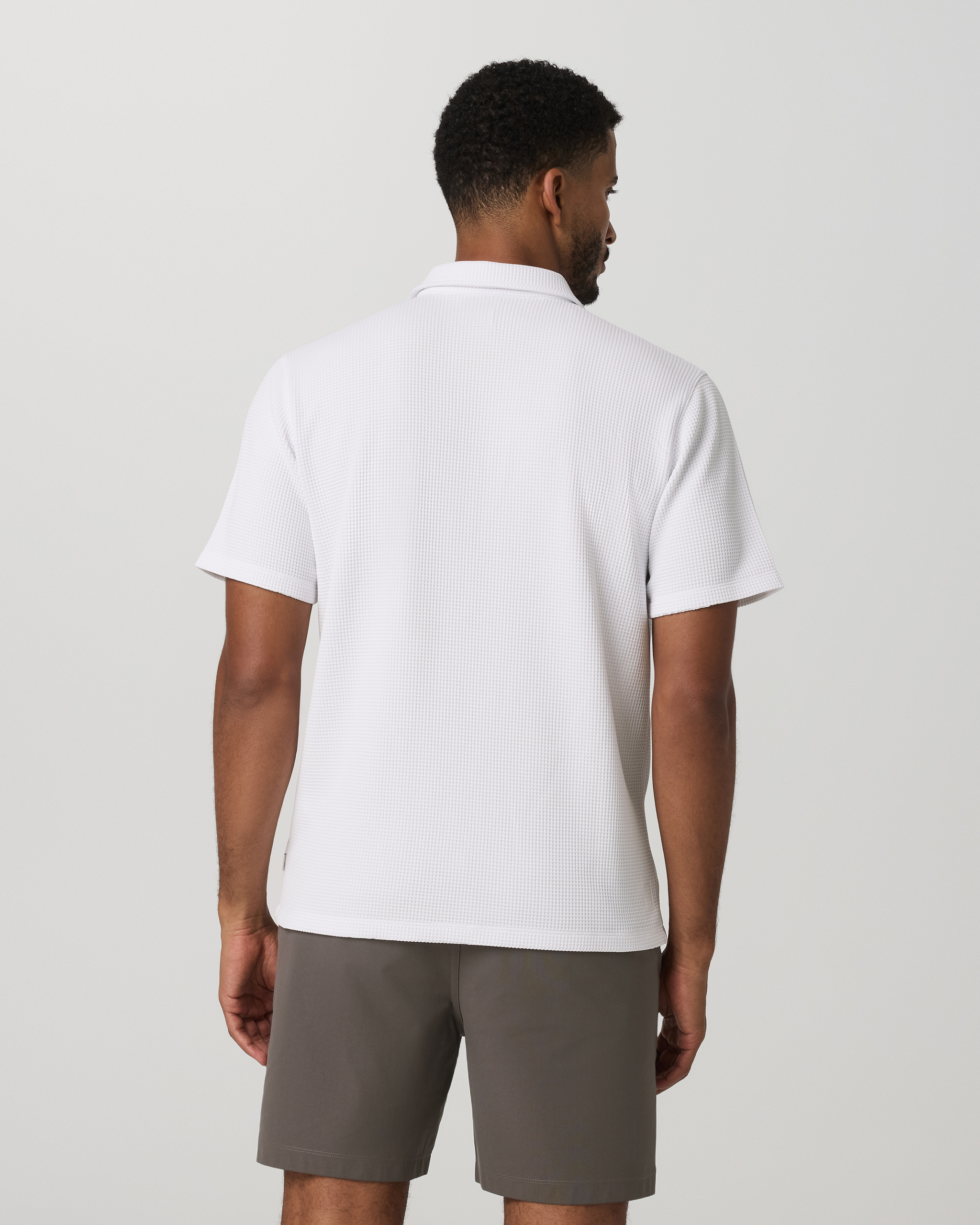 Short Sleeve Lightweight Tech Waffle Polo - Relaxed Fit | White - Image 3