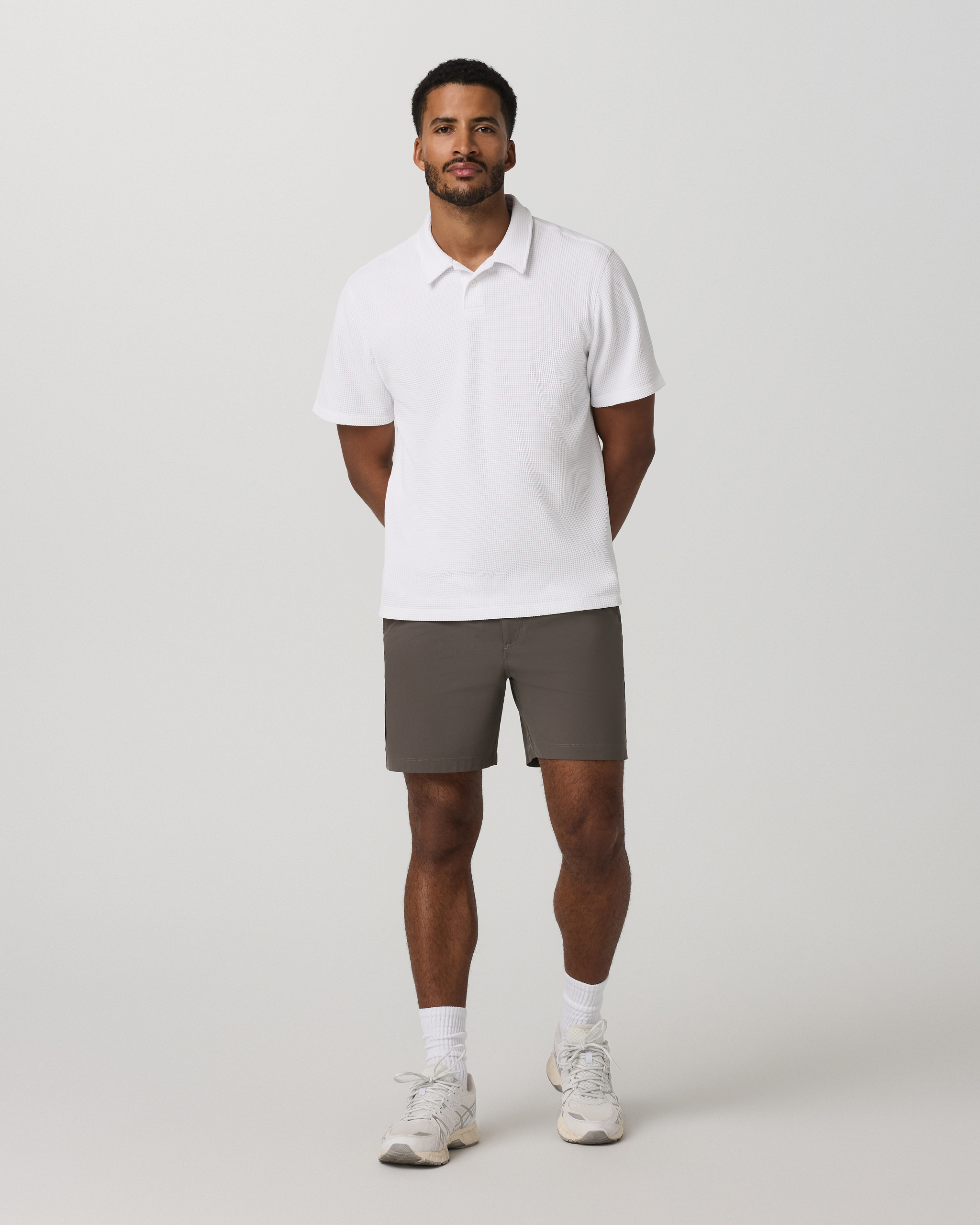 Short Sleeve Lightweight Tech Waffle Polo - Relaxed Fit | White - Image 4