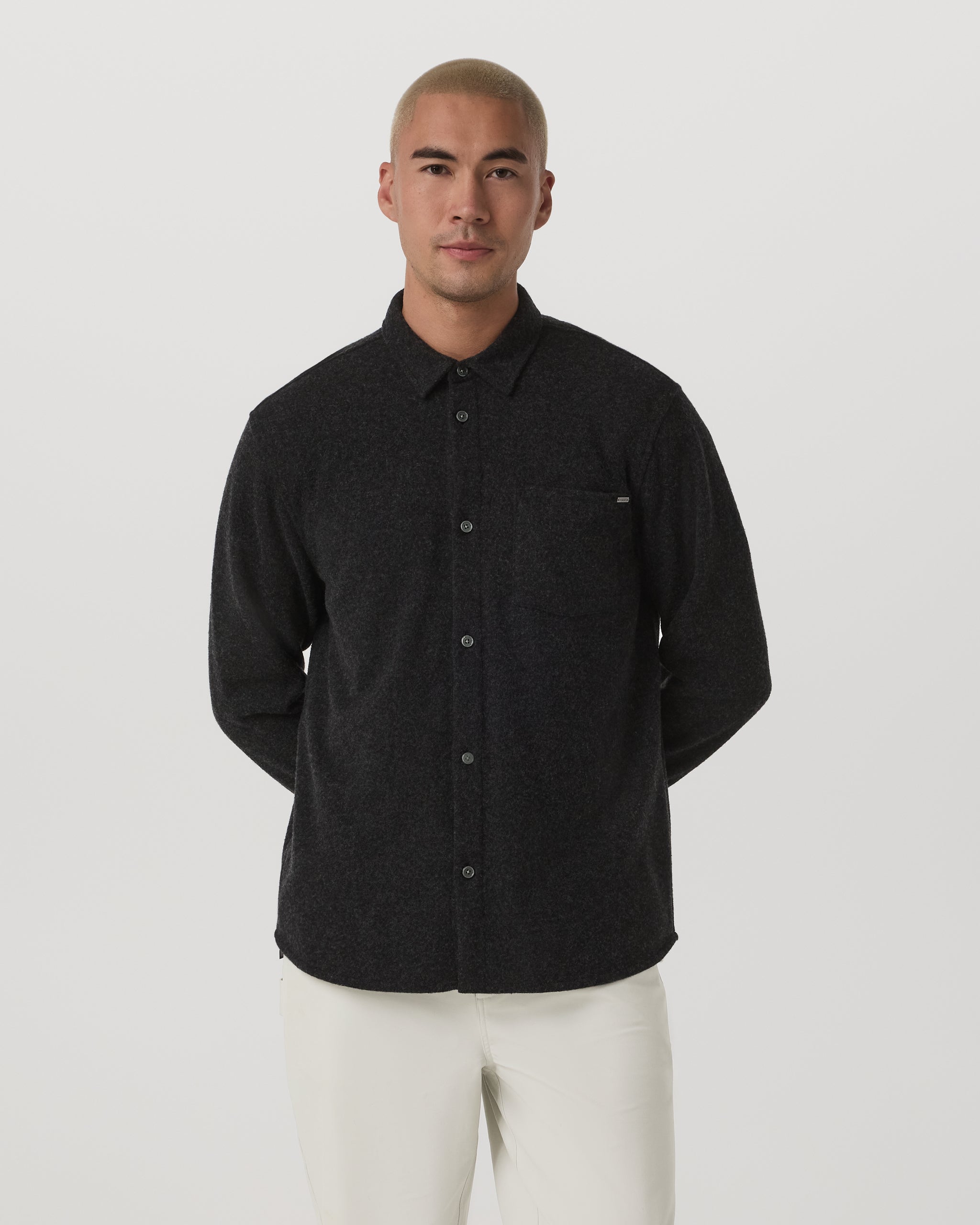 Long Sleeve Altitude Wool Button Down - Relaxed Fit | Volcanic Ash