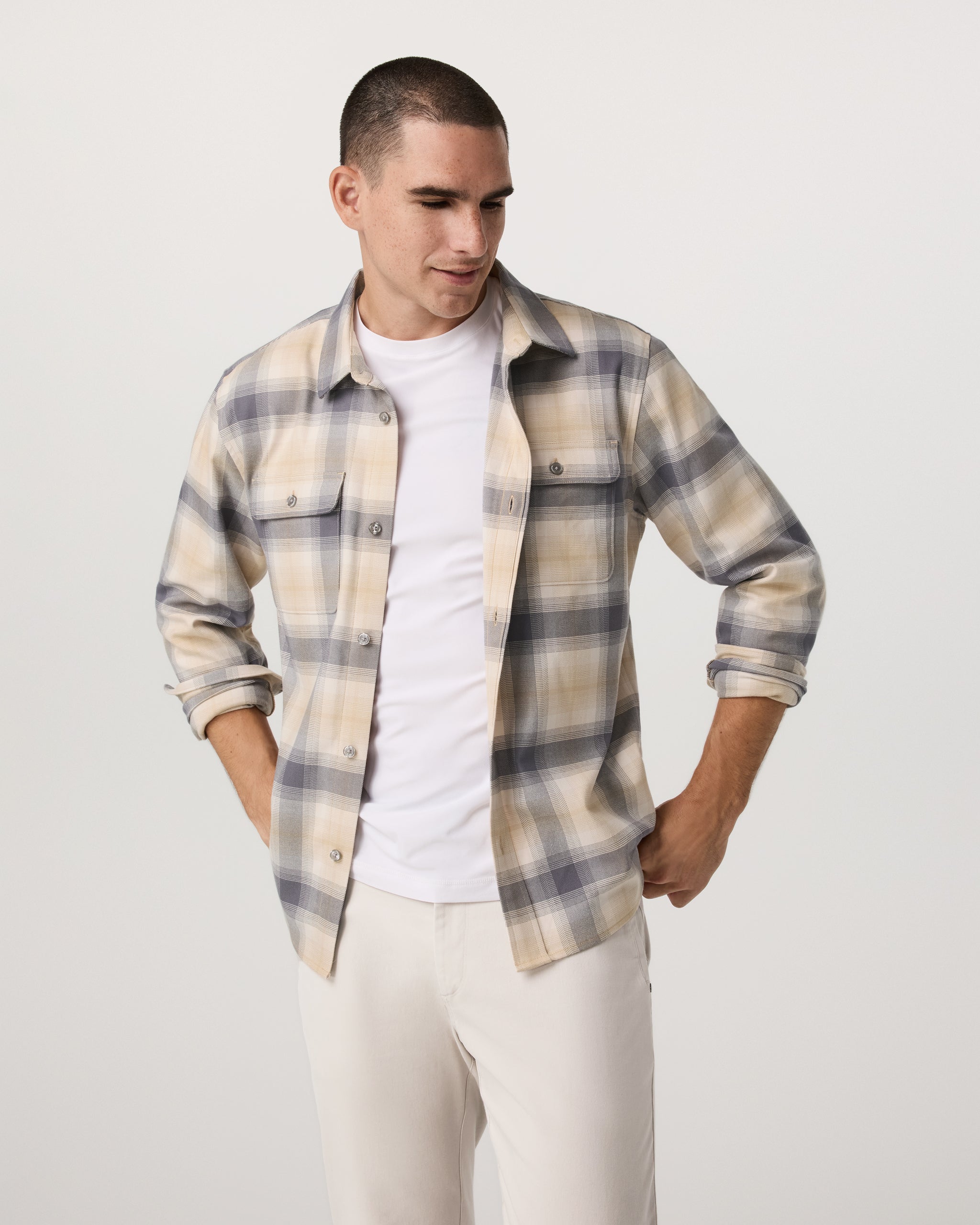 Long Sleeve Flannel Button Down Shirt | Cavern Grey - Image 3
