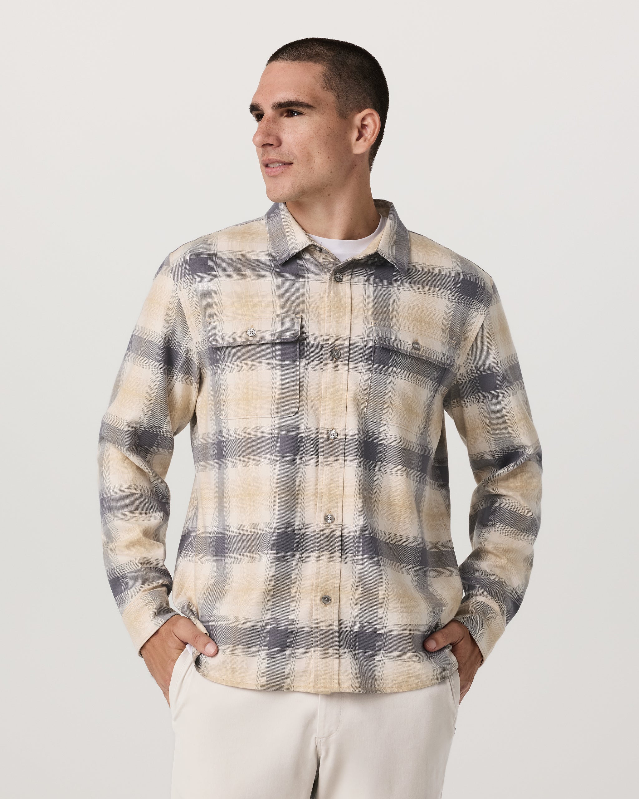Long Sleeve Flannel Button Down Shirt | Cavern Grey