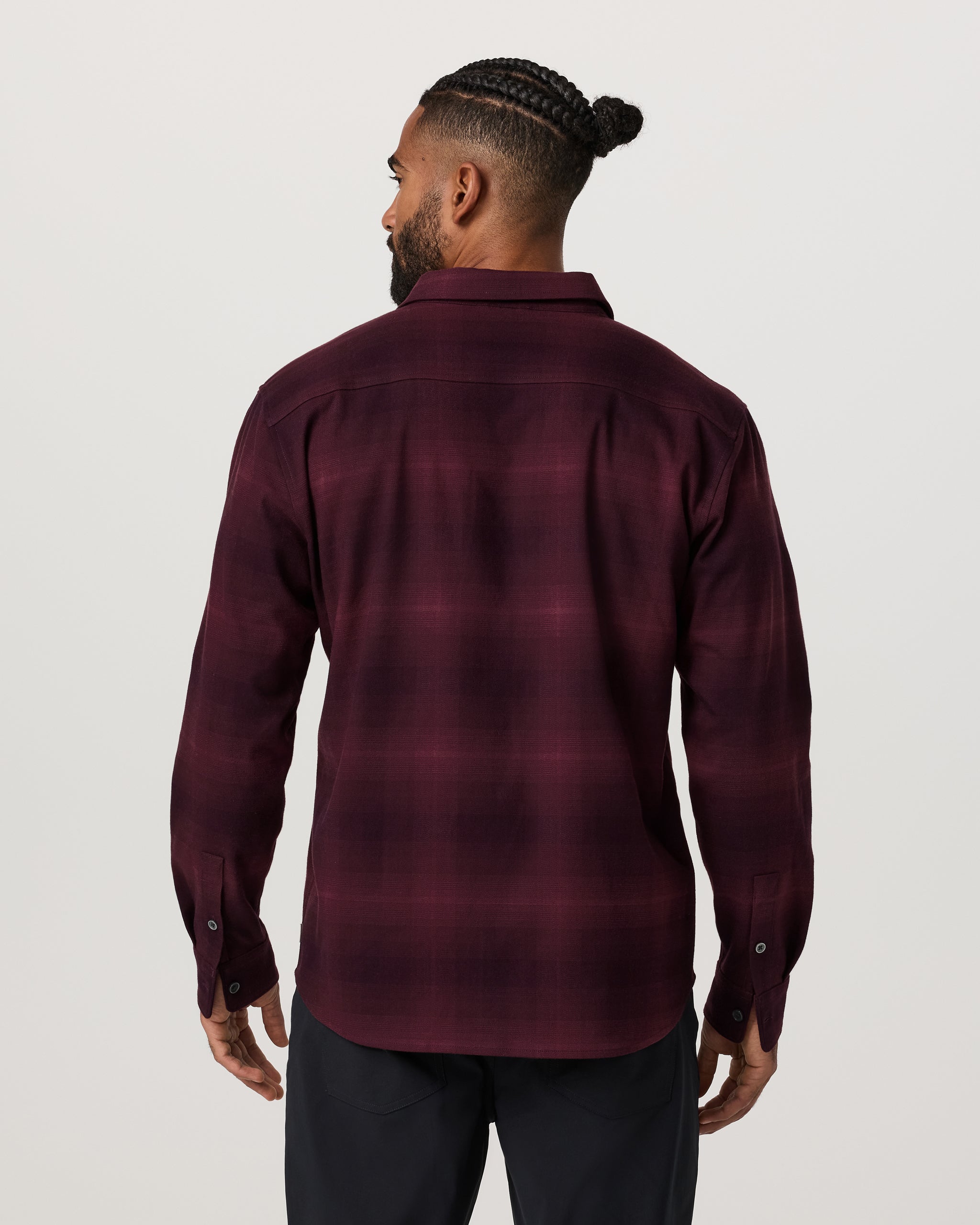Long Sleeve Flannel Button Down Shirt | Raisin - Image 5