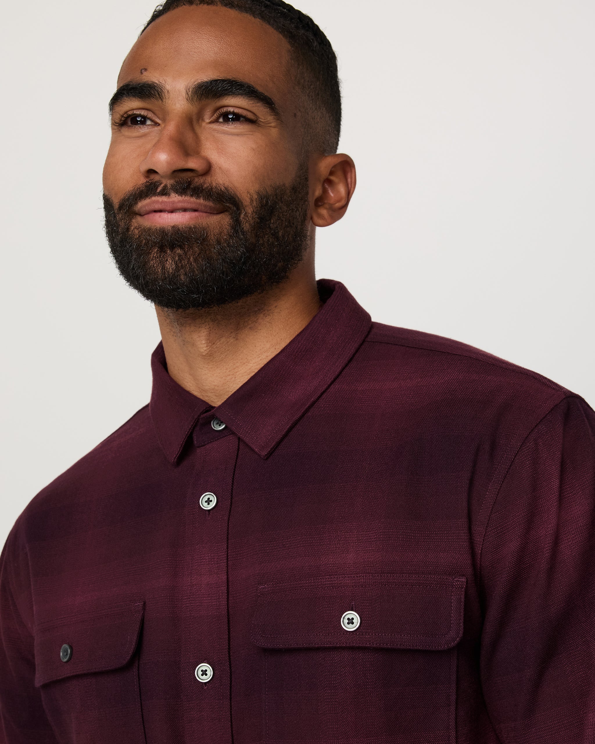 Long Sleeve Flannel Button Down Shirt | Raisin - Image 2