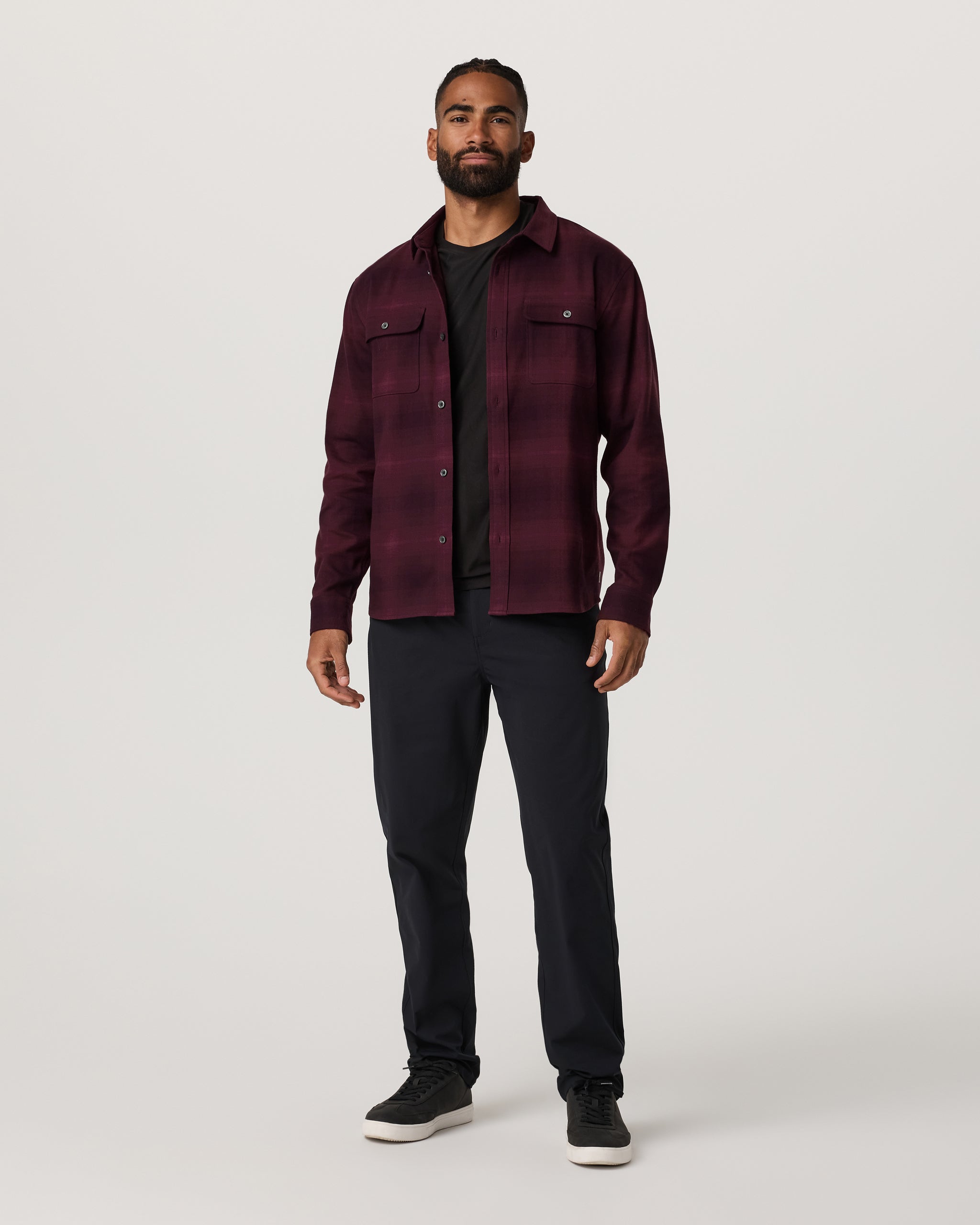 Long Sleeve Flannel Button Down Shirt | Raisin - Image 4