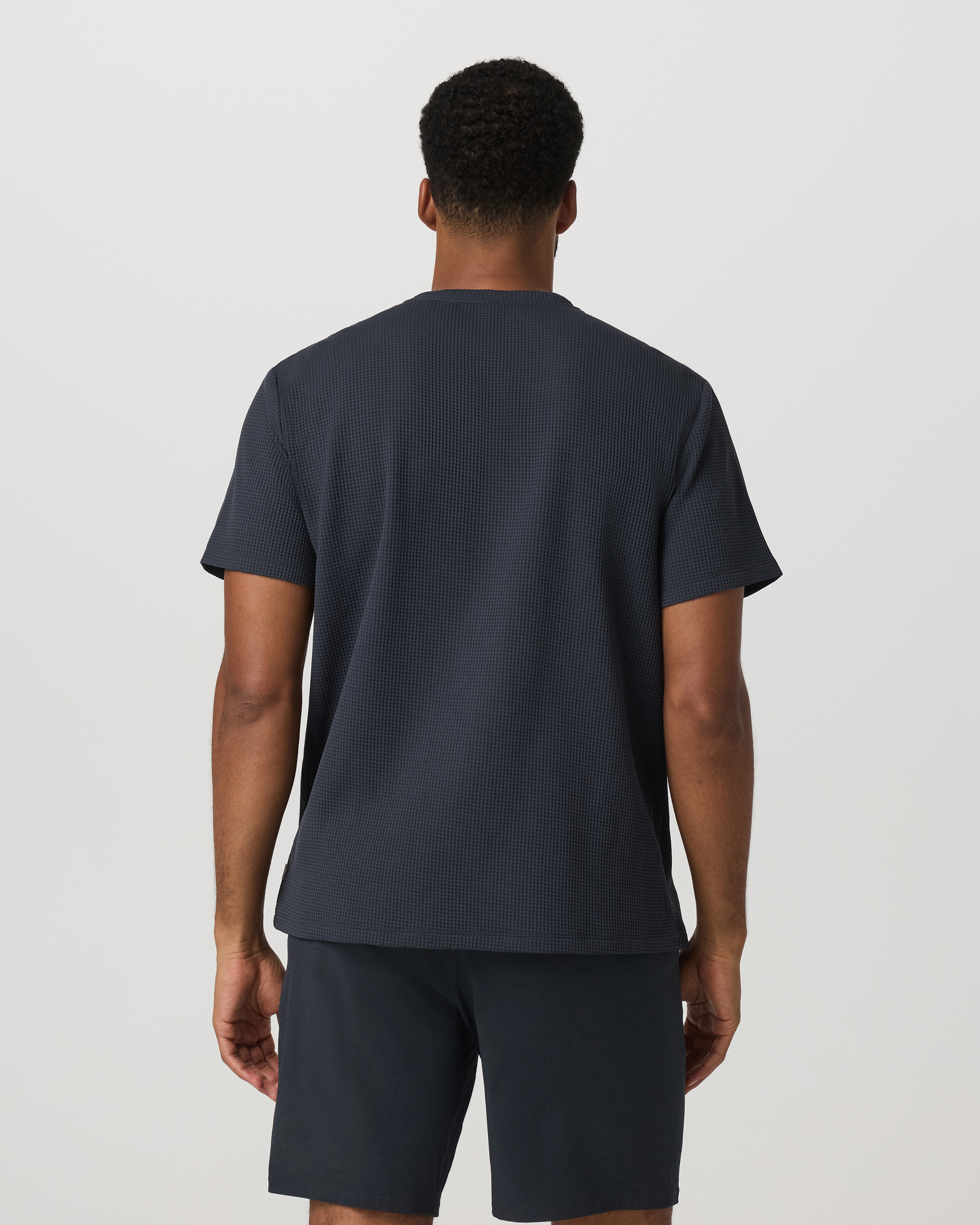 Short Sleeve Lightweight Tech Waffle Tee - Relaxed Fit | Navy - Image 3