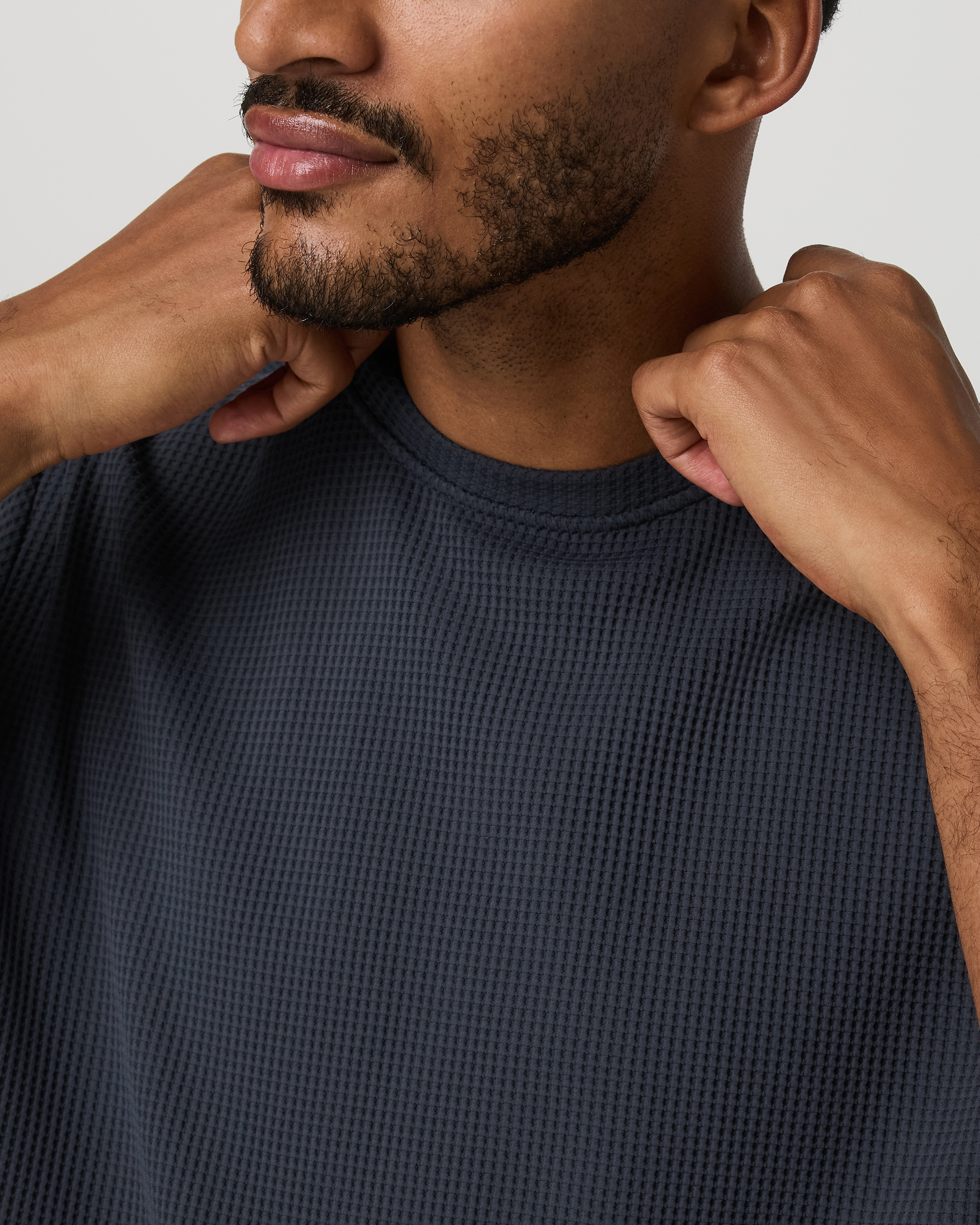 Short Sleeve Lightweight Tech Waffle Tee - Relaxed Fit | Navy - Image 2