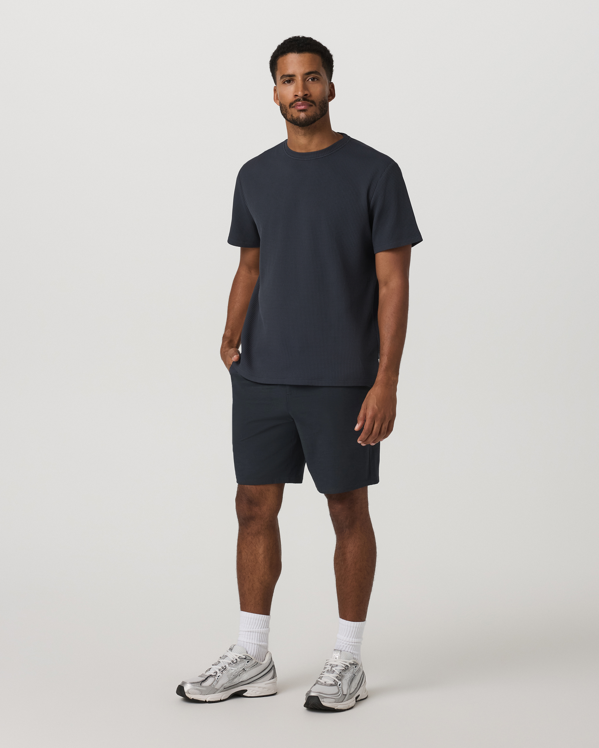 Short Sleeve Lightweight Tech Waffle Tee - Relaxed Fit | Navy - Image 4