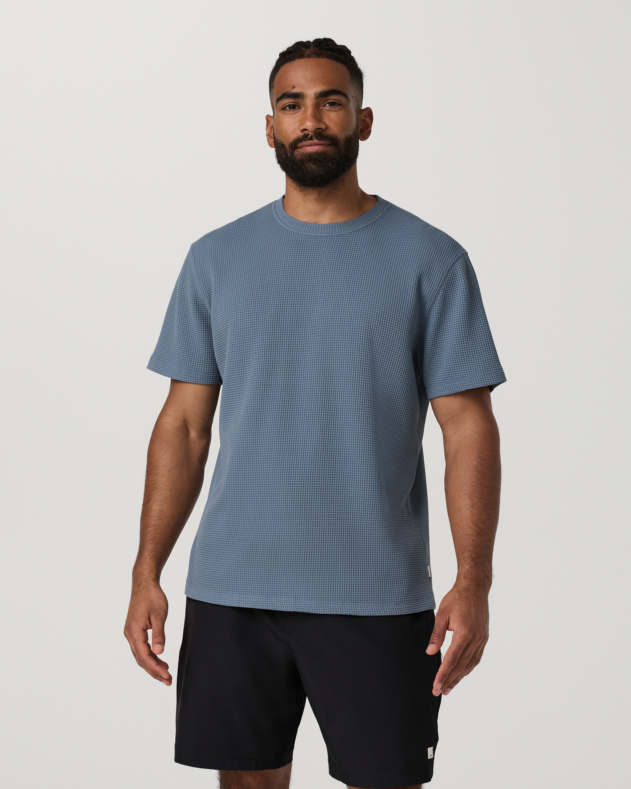 Short Sleeve Lightweight Tech Waffle Tee - Relaxed Fit | Waterfall - Image 3