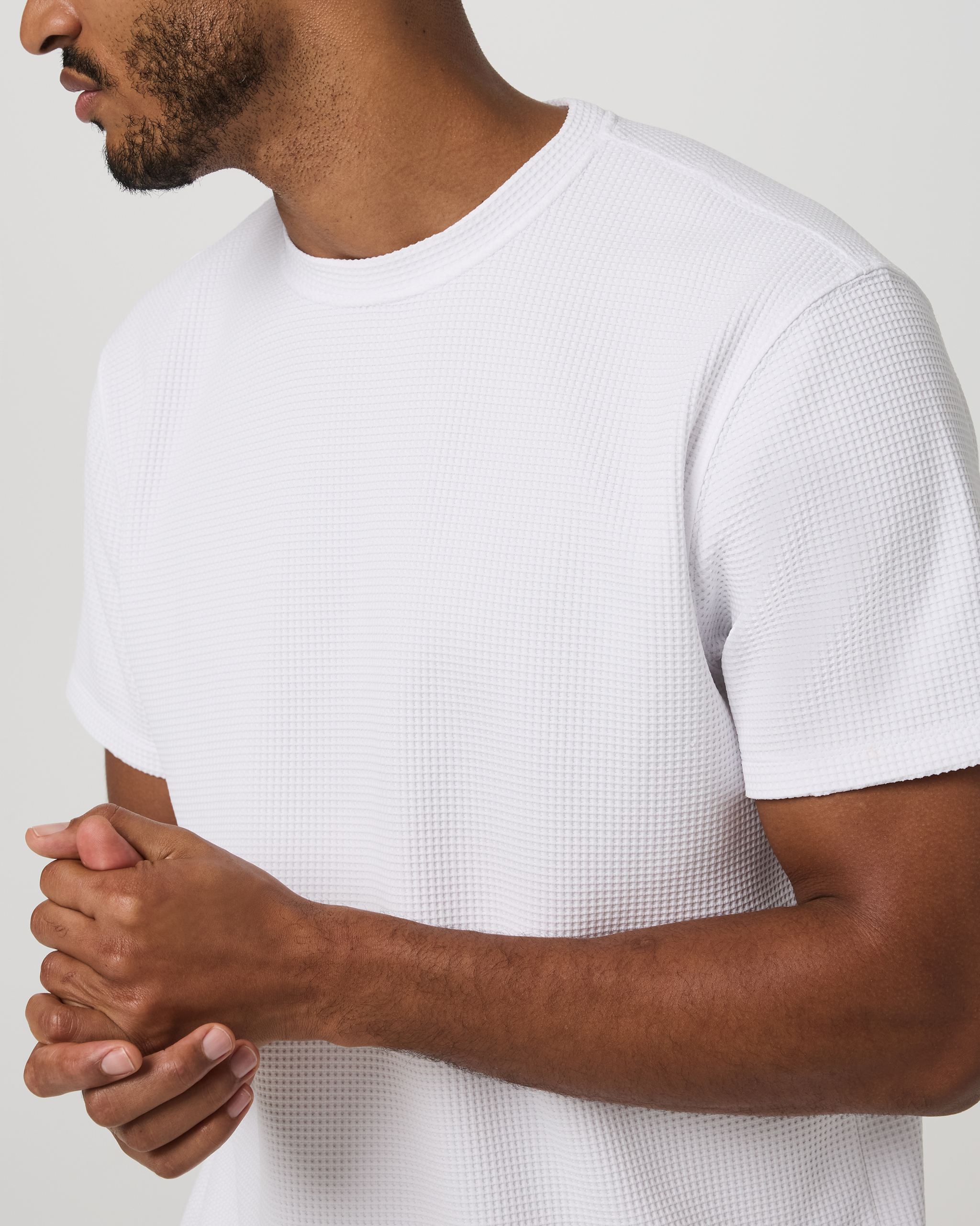 Short Sleeve Lightweight Tech Waffle Tee - Relaxed Fit | White - Image 2