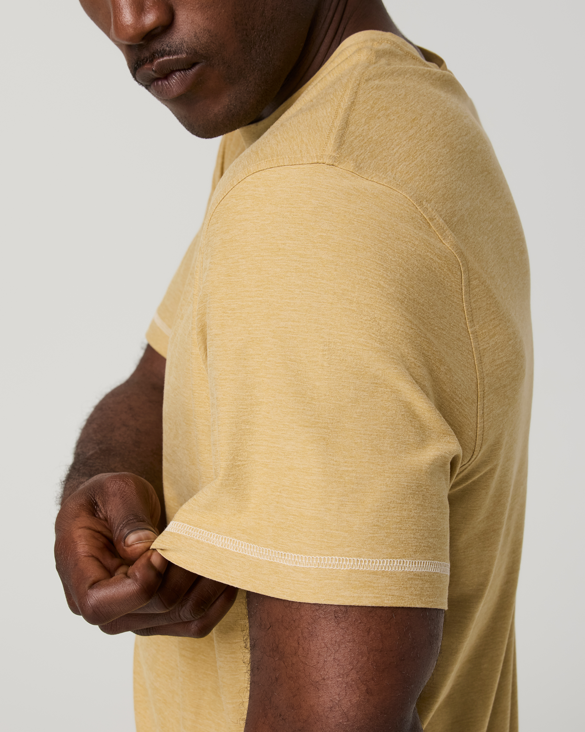 Short Sleeve Strato Tech Tee - Contrast | Golden Brown Heather - Image 3