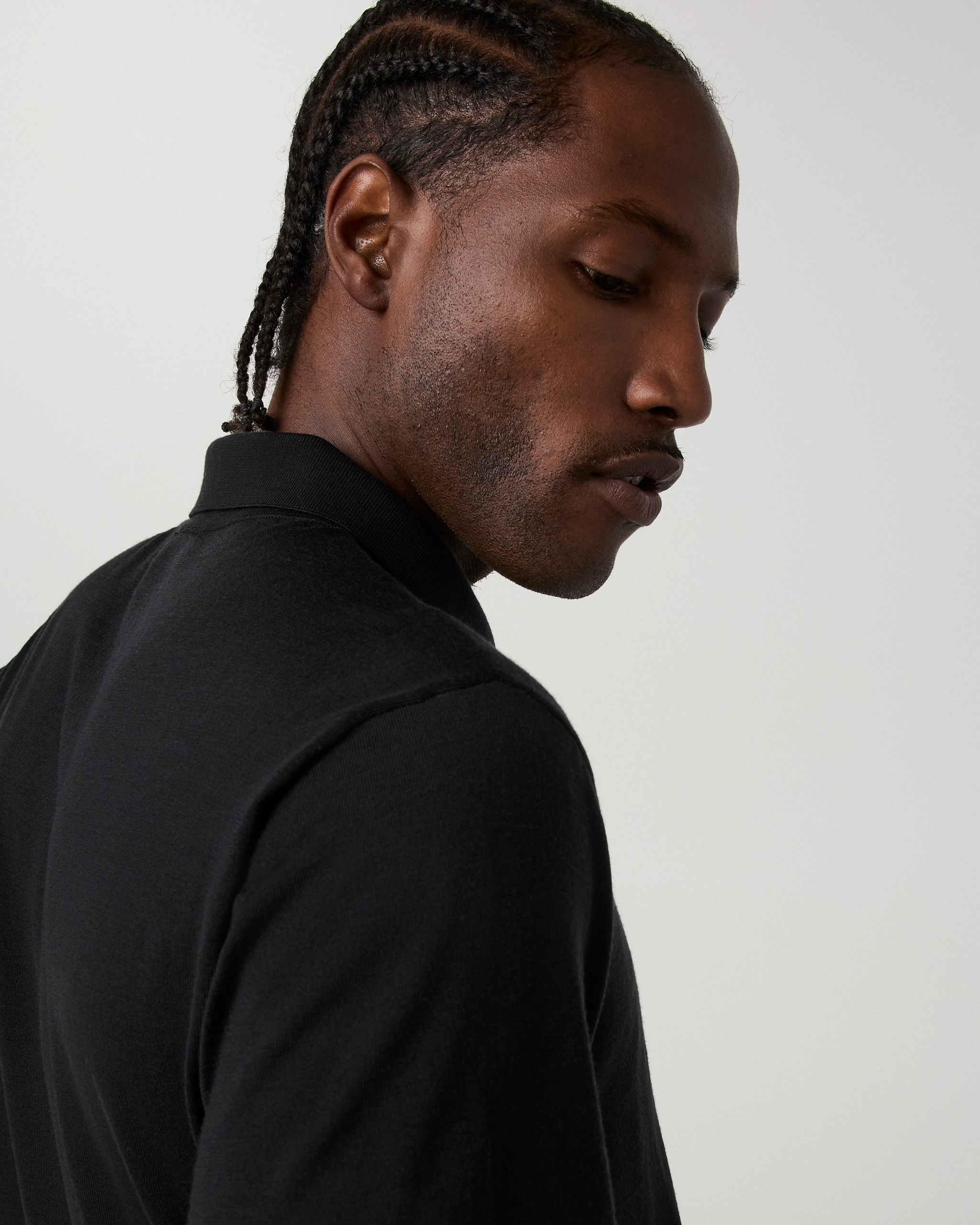 Short Sleeve Merino Wool Sweater Polo | Black - Image 4