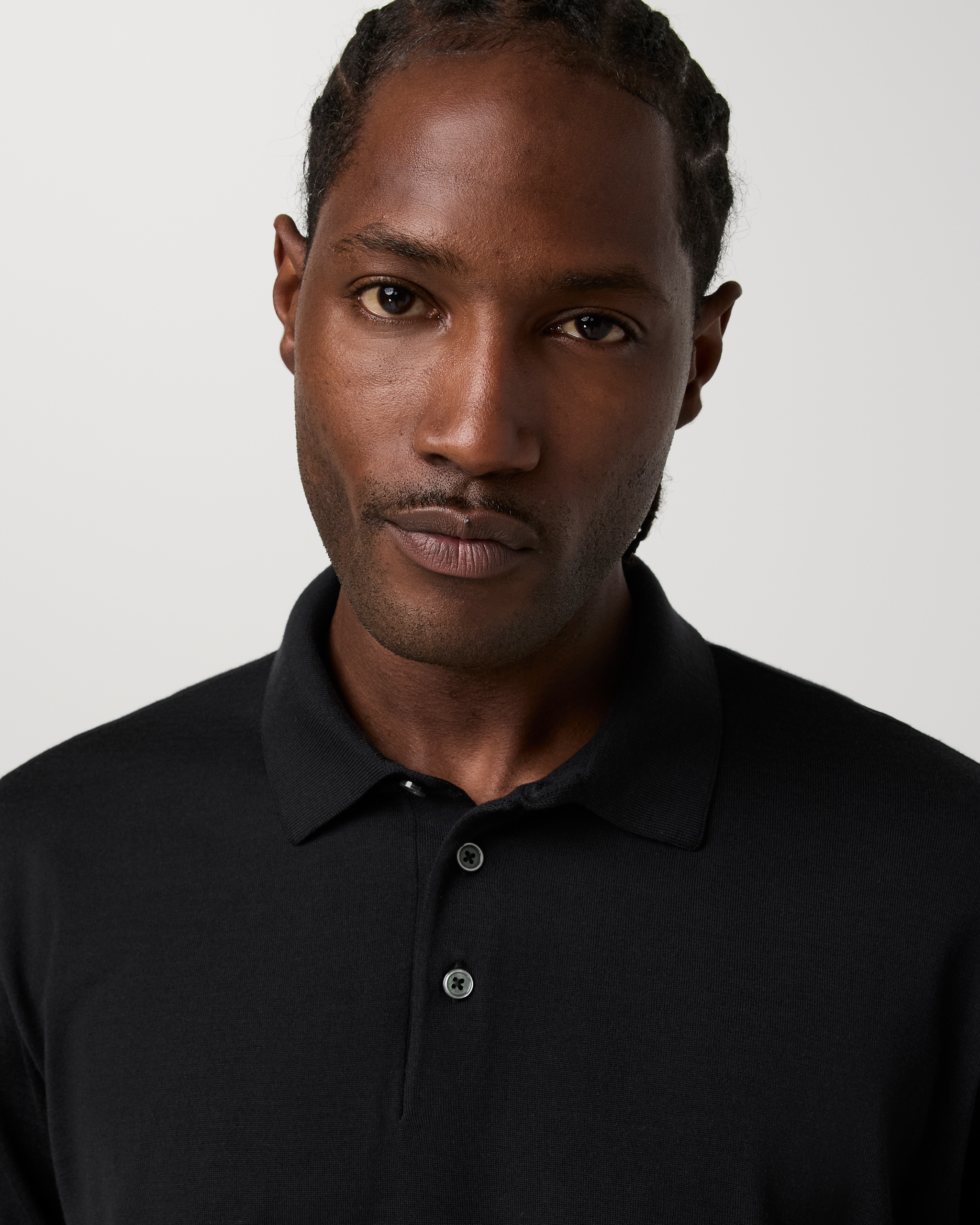 Short Sleeve Merino Wool Sweater Polo | Black - Image 2