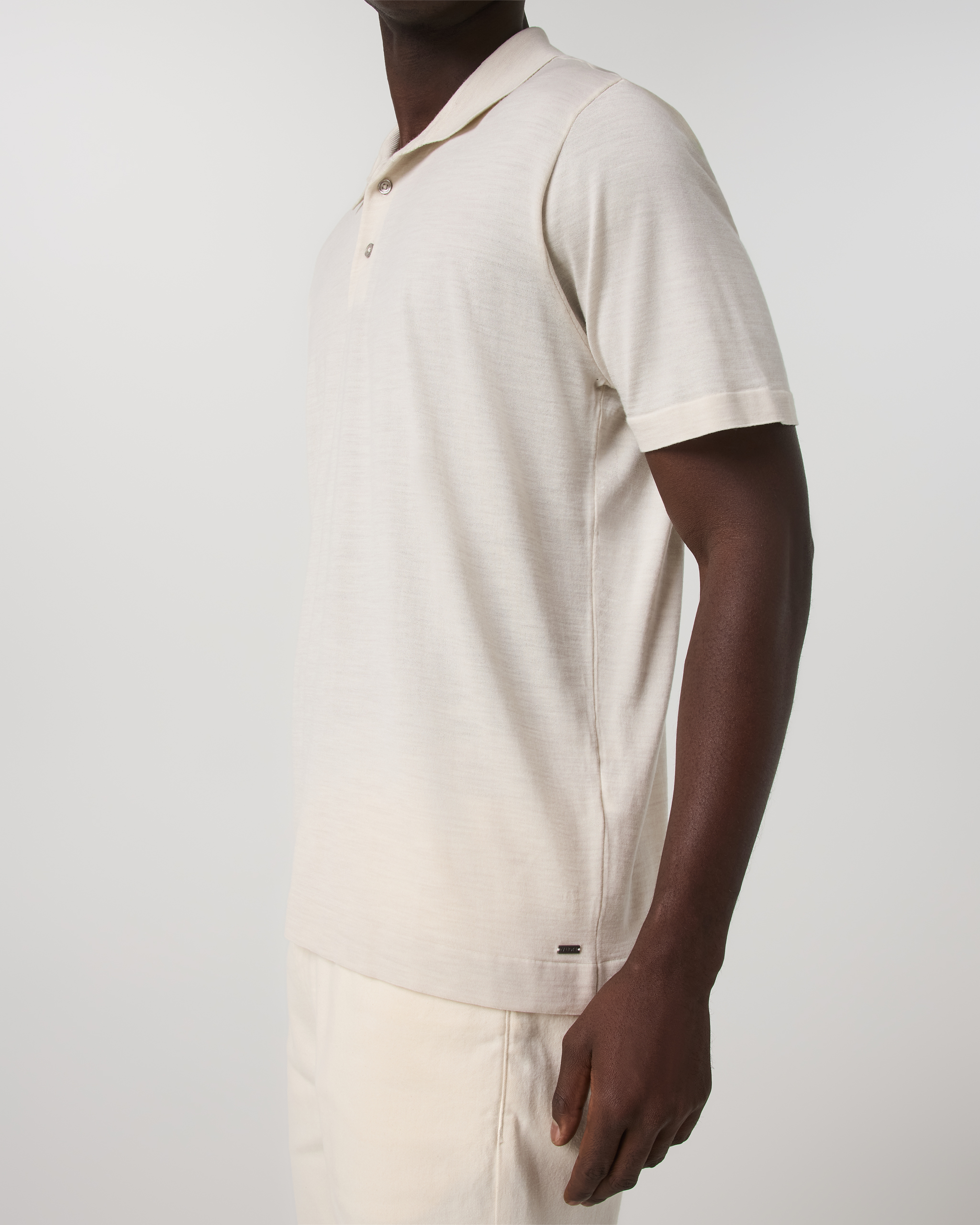 Short Sleeve Merino Wool Sweater Polo | Oat - Image 5