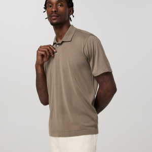Short Sleeve Merino Wool Sweater Polo | Taupe