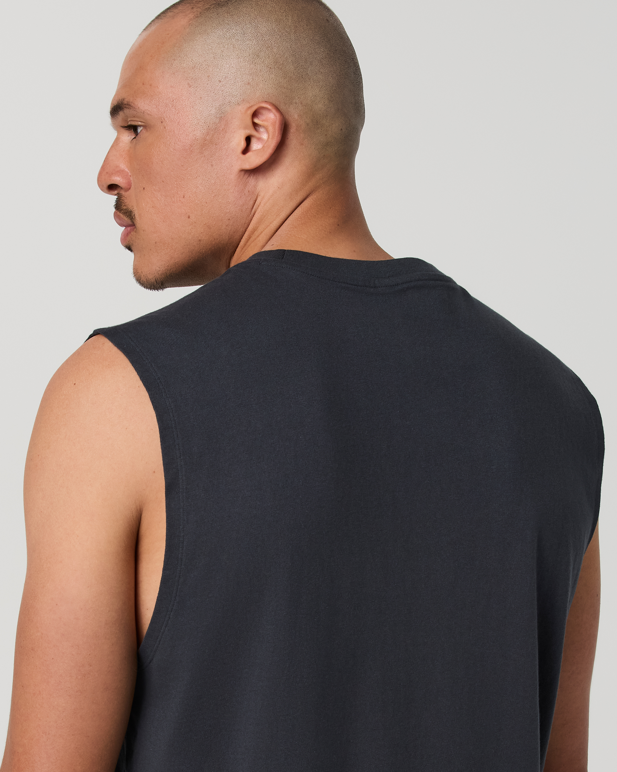 Sleeveless Heavyweight Cotton Muscle Tank | Navy - Image 3