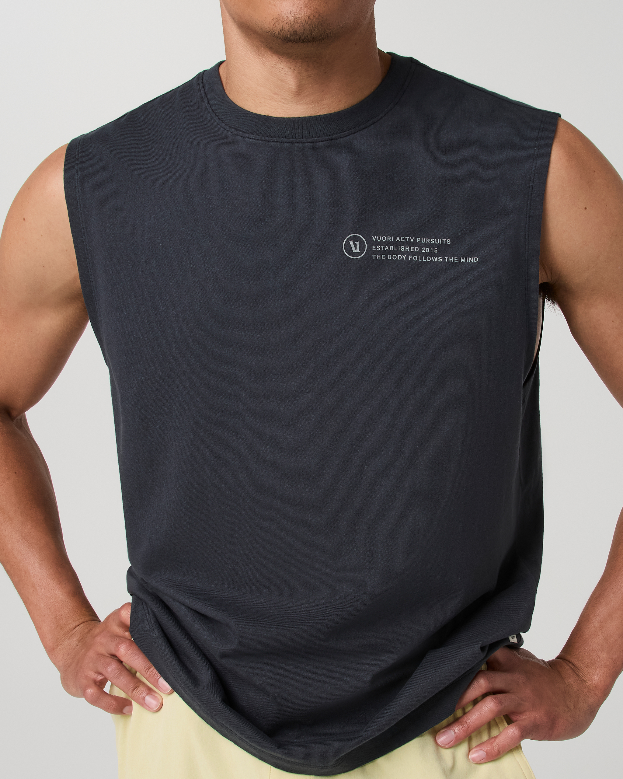 Sleeveless Heavyweight Cotton Muscle Tank | Navy - Image 2