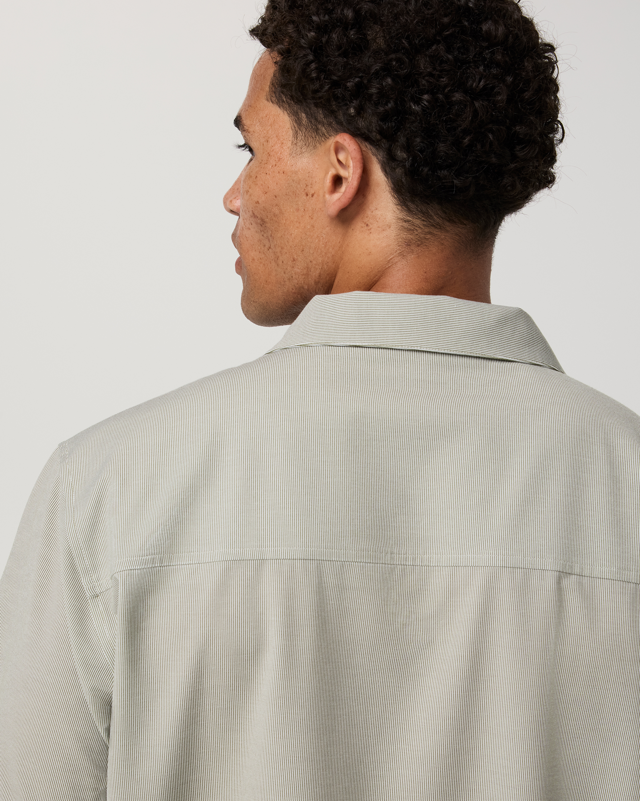 Short Sleeve Bridge Shirt - Camp Collar | Herb Micro Stripe - Image 4