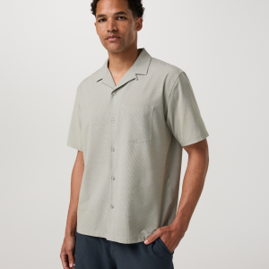 Short Sleeve Bridge Shirt - Camp Collar | Herb Micro Stripe
