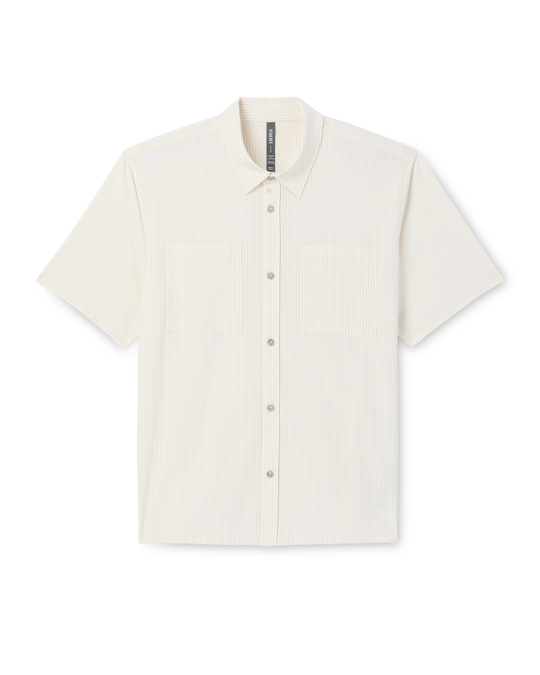 Short Sleeve Bridge Button Down - Relaxed Fit | Natural Pinstripe - Image 6