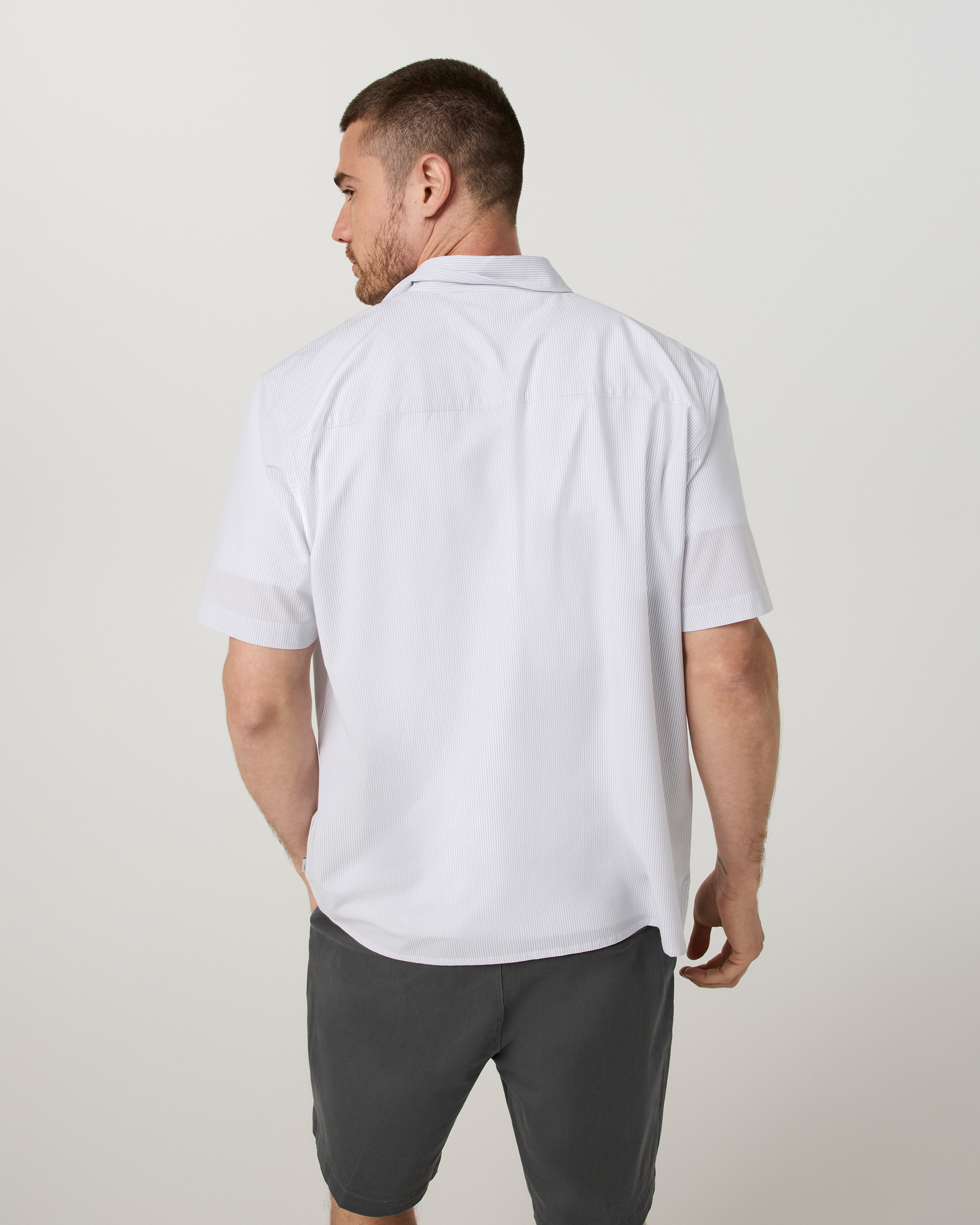 Short Sleeve Bridge Button Down - Relaxed Fit | White Dune Stripe - Image 3