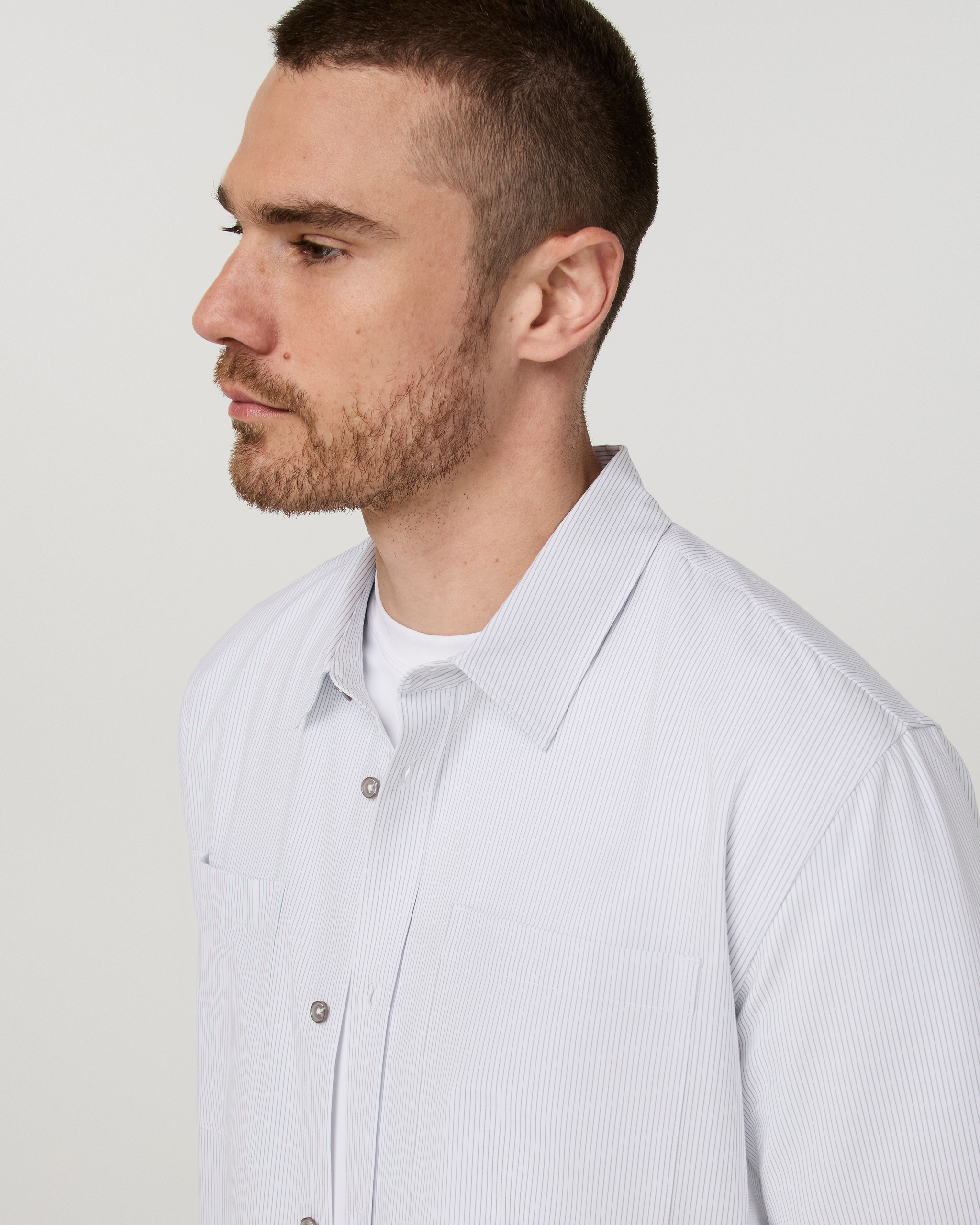 Short Sleeve Bridge Button Down - Relaxed Fit | White Dune Stripe - Image 2